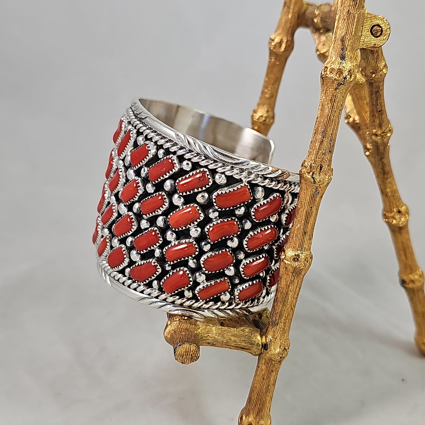 Coral & sterling cuff