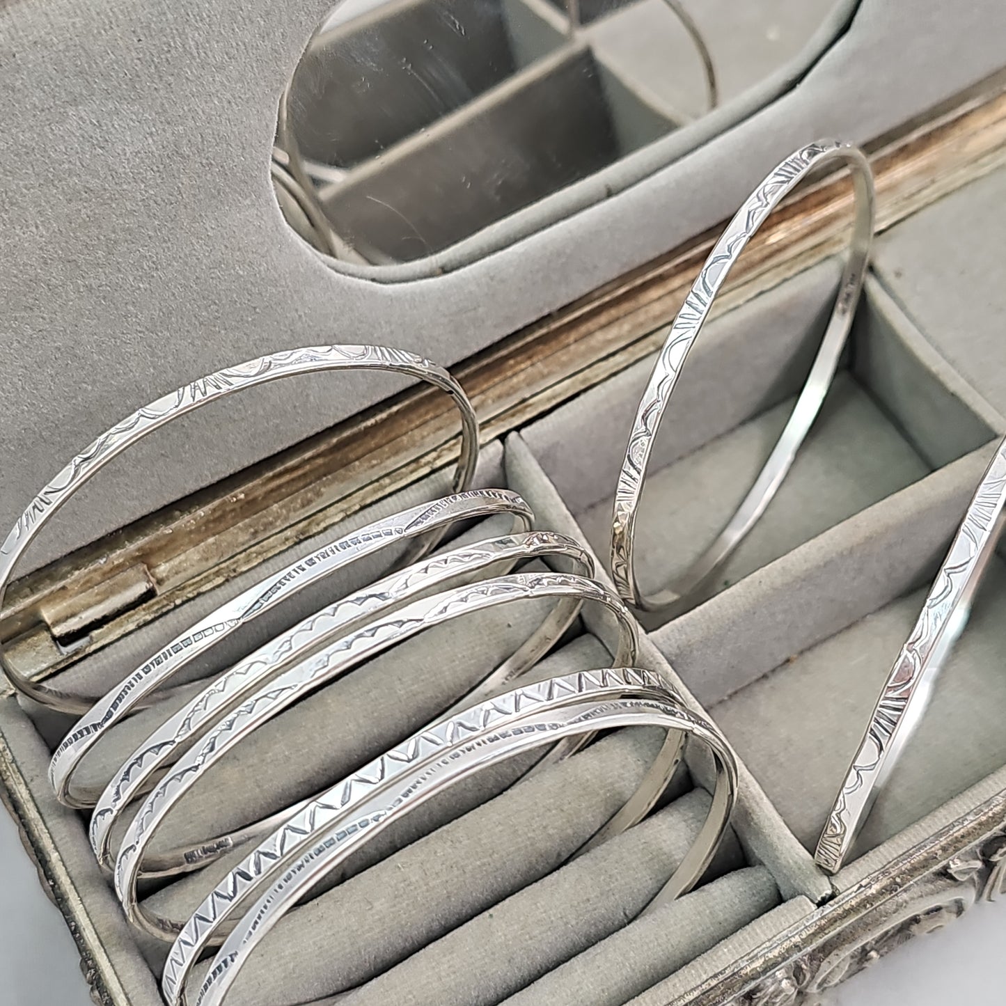 Stamped bangle bracelets