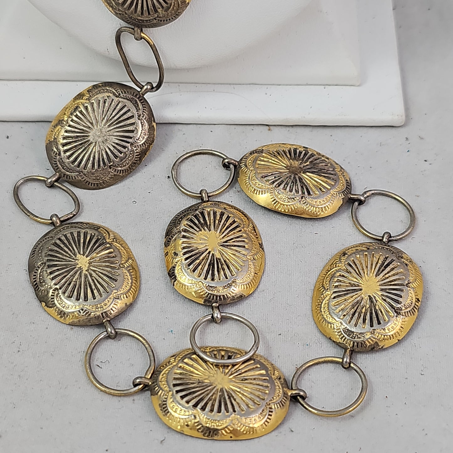 Brass link concho belt