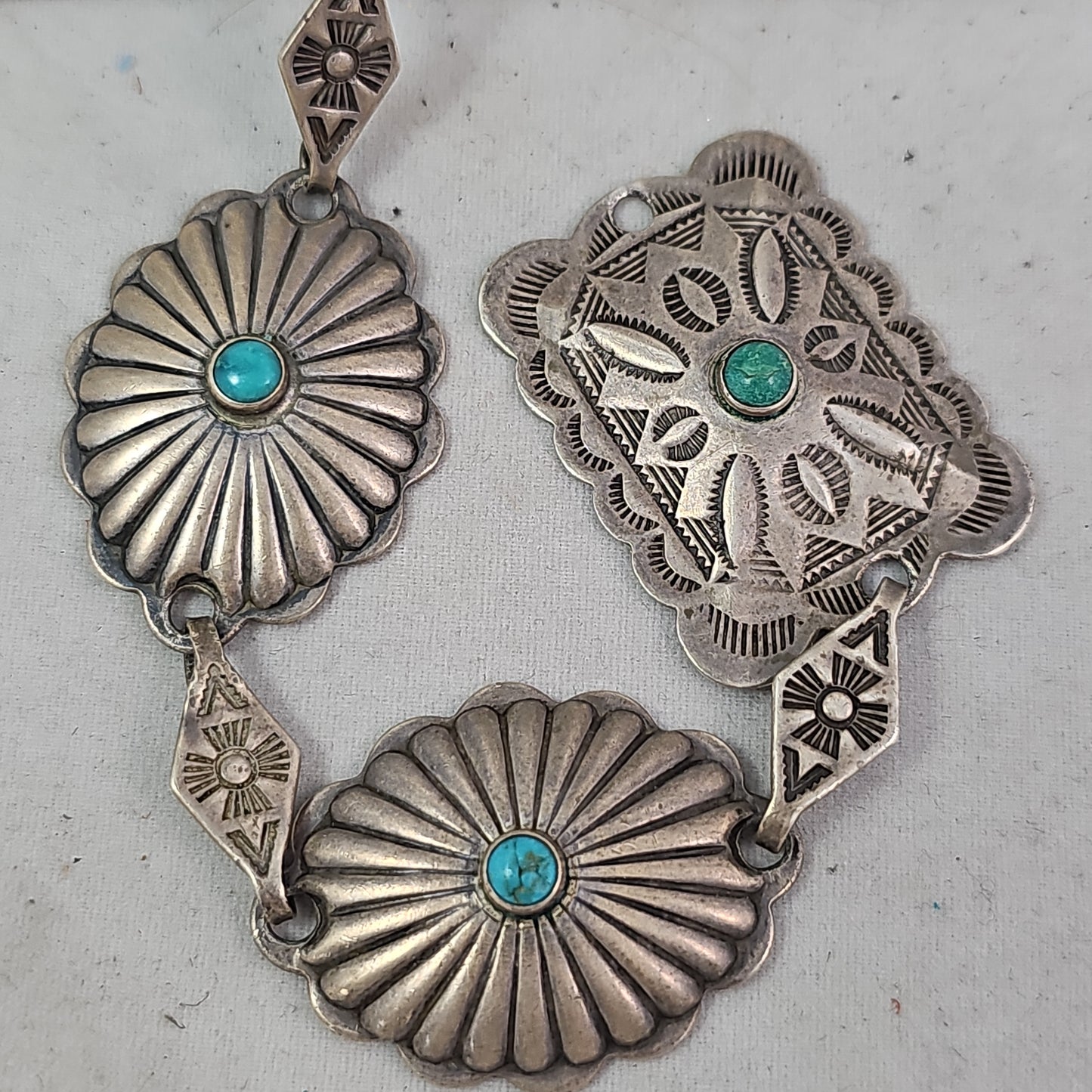 Vintage turquoise & sterling link concho belt