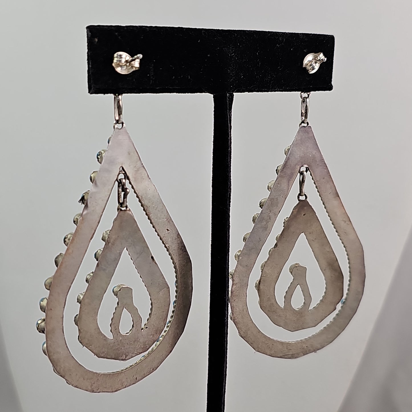 Double teardrop snake eye earrings