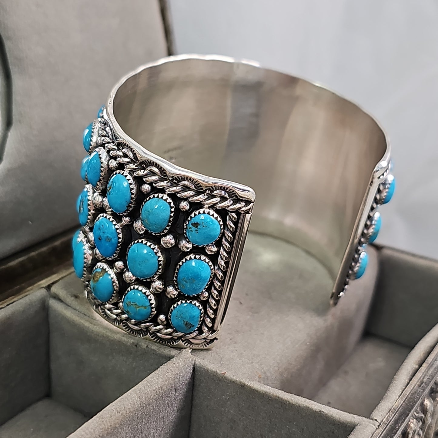 Mens Turquoise row cuff