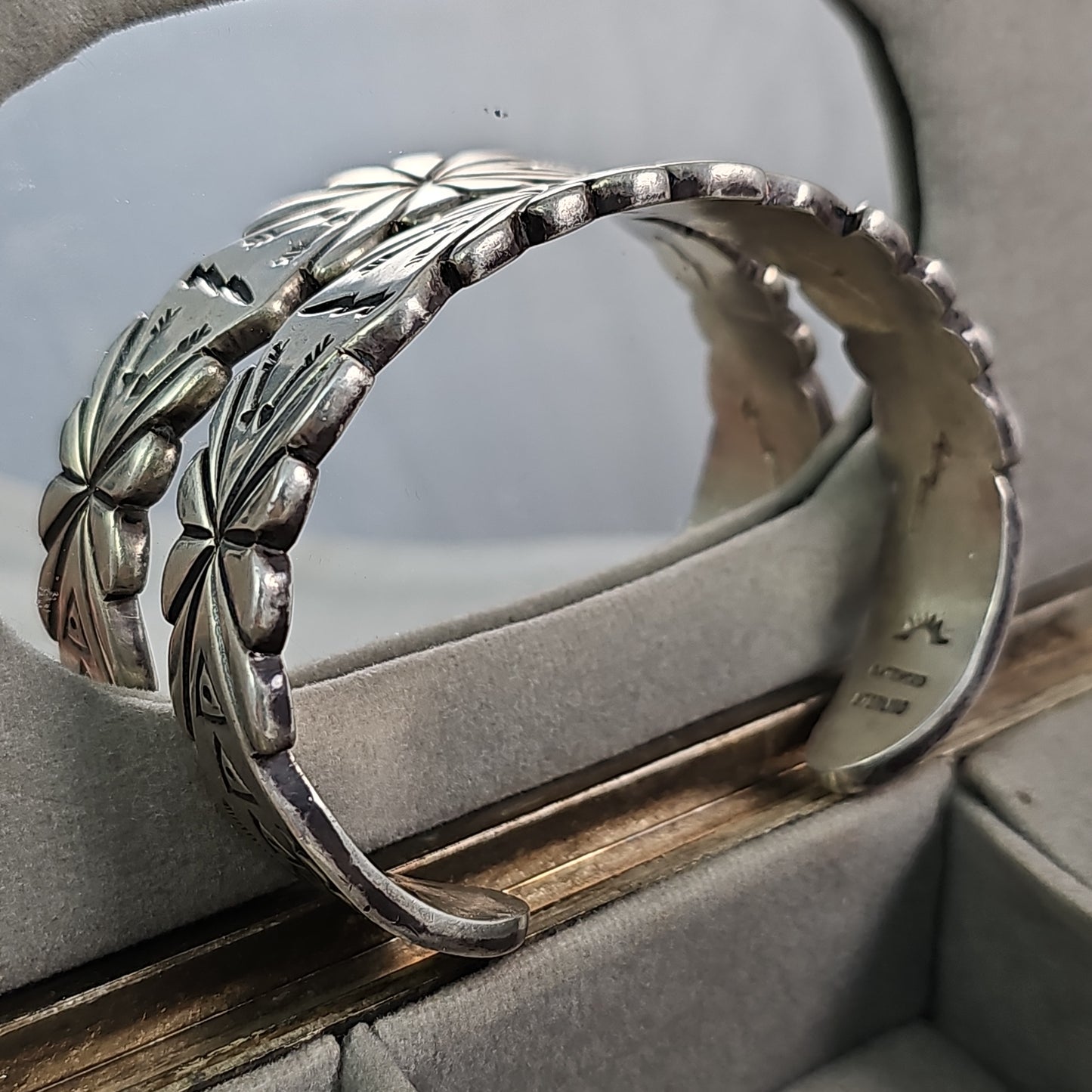 Heavy mens stamped sterling cuff.