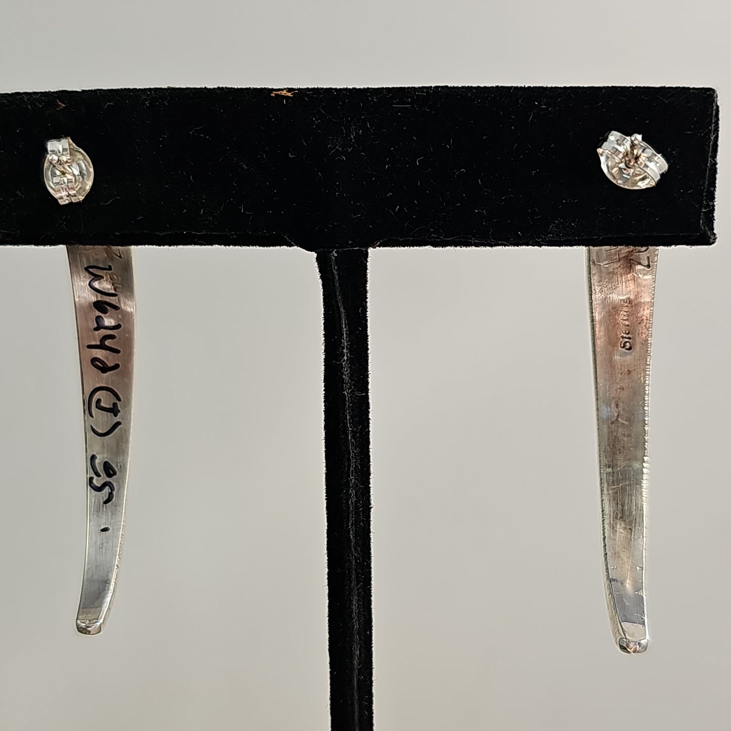 Crescent inlay earrings