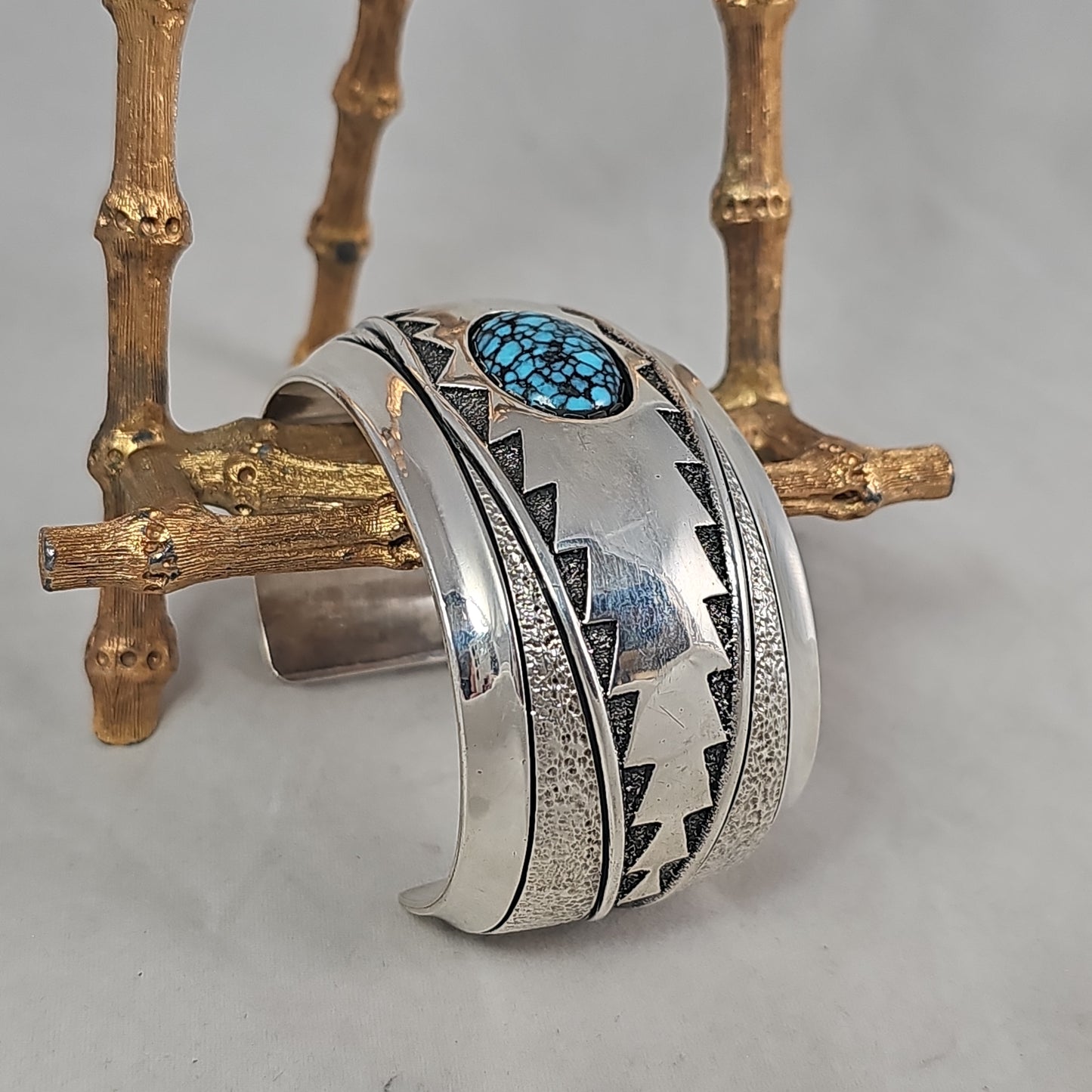 Spider web turquoise cuff