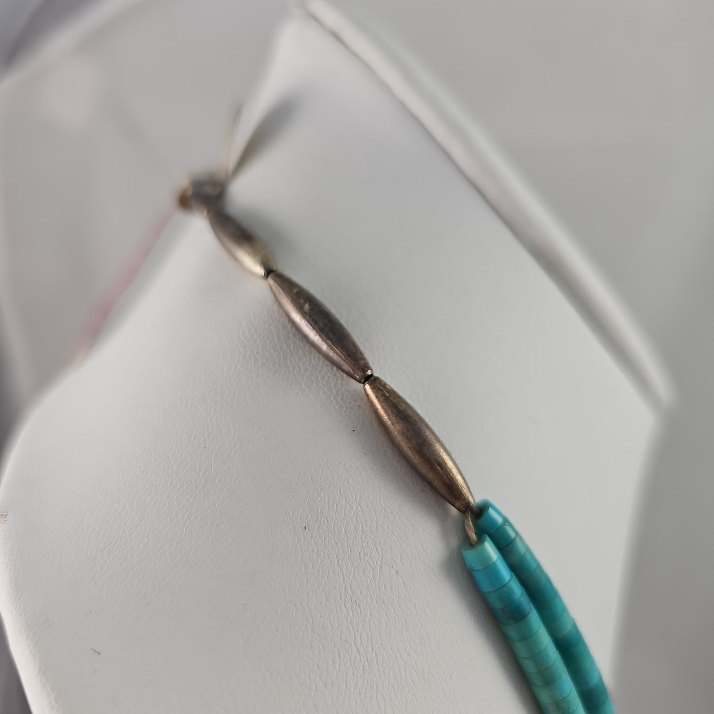 Vintage turquoise slab heishi necklace