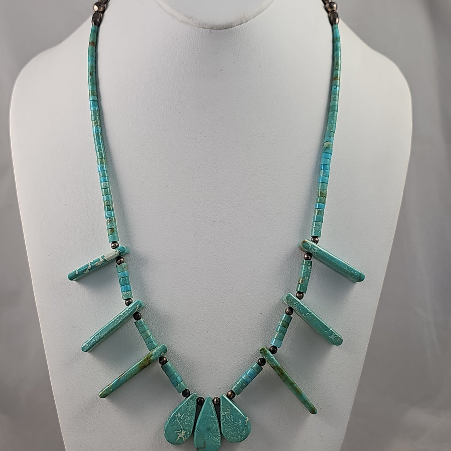 Vintage slab turquoise heishi necklace