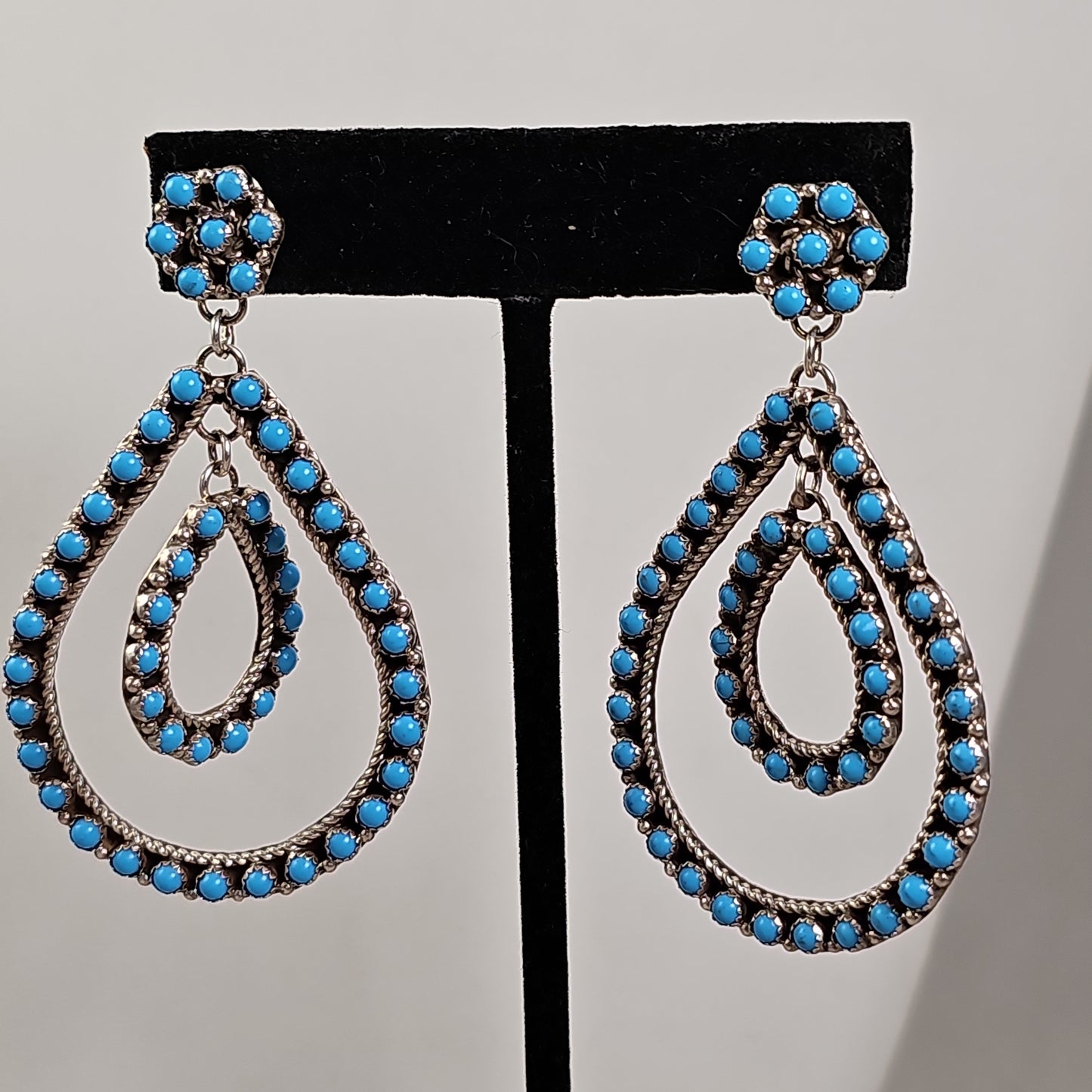 Snake eye turquoise teardrop earrings