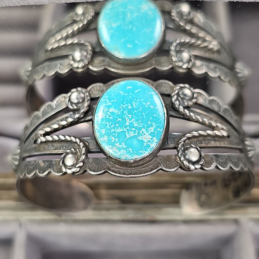 Turquoise and silver vintage bracelet Fred Harvey