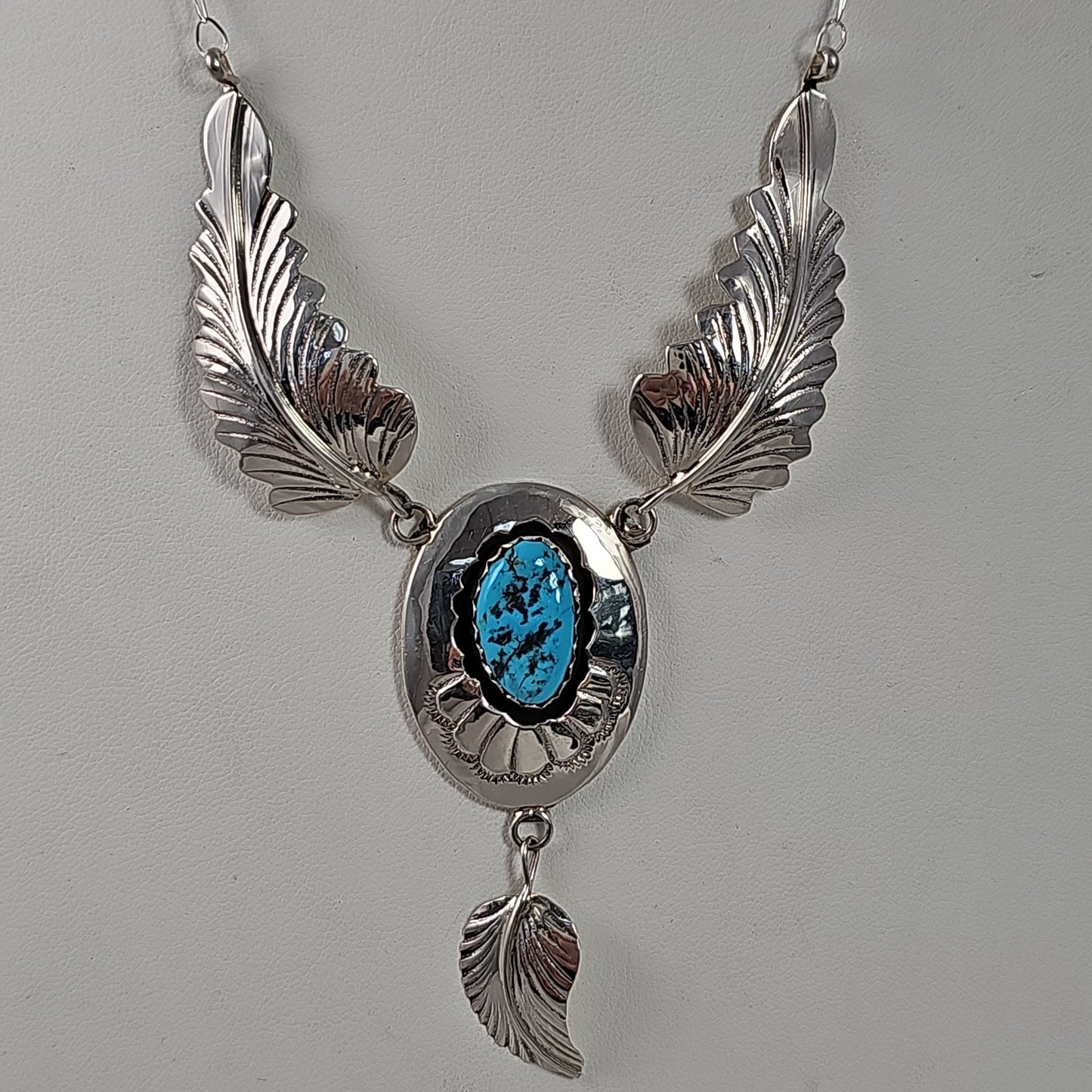 Turquoise feather necklace