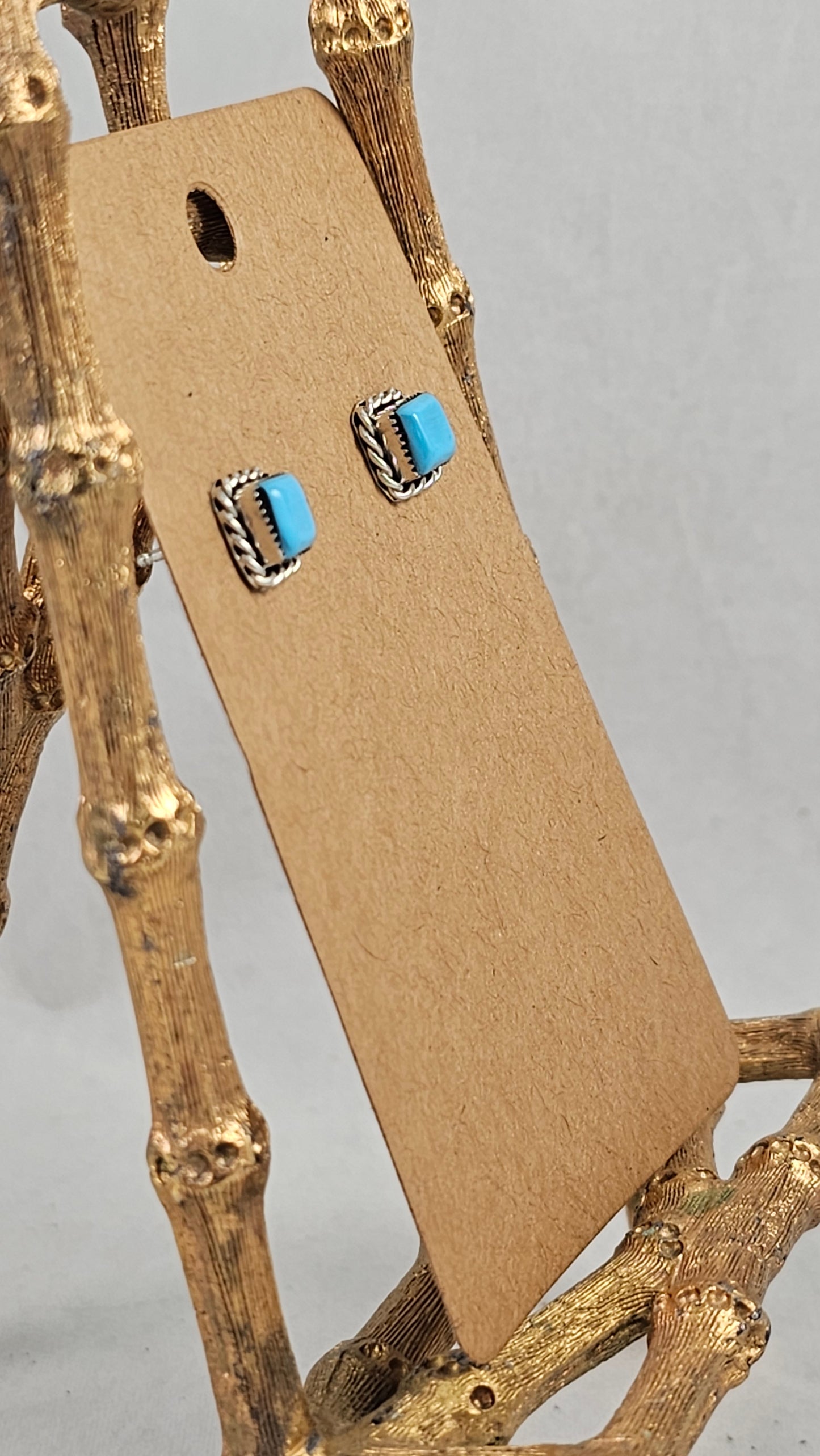 Square rope stud earrings