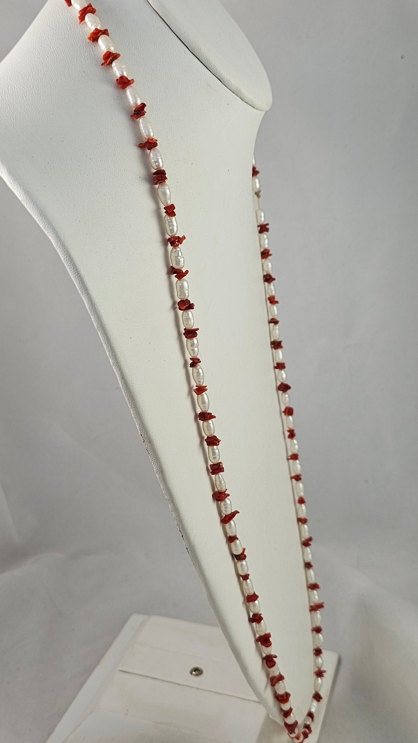 Freshwater pearls and coral necklace