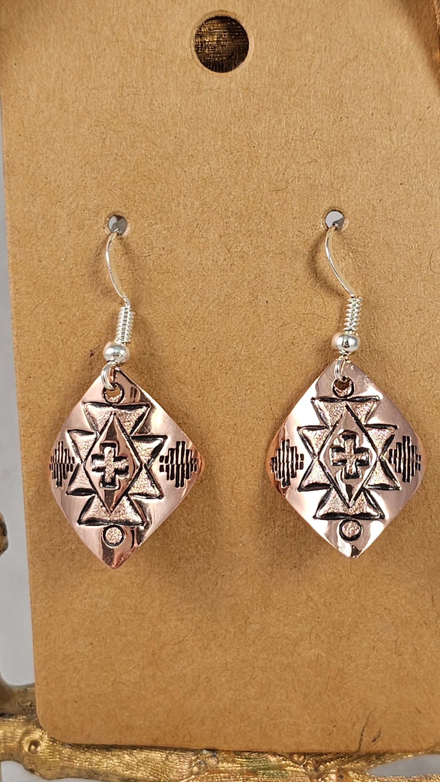 Copper rug pattern earrings