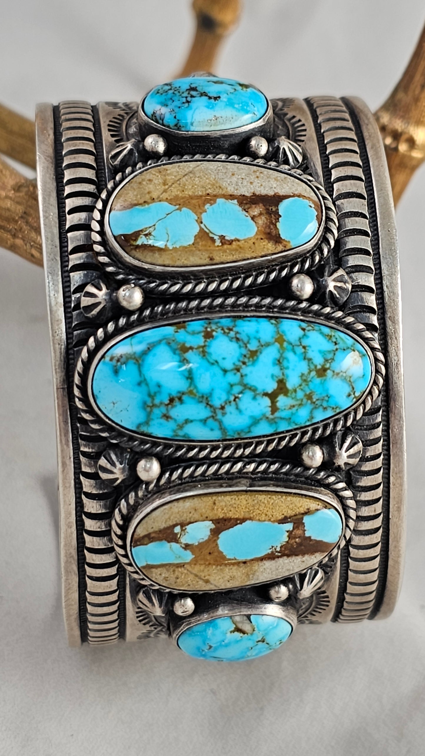 Turquoise and sterling cuff