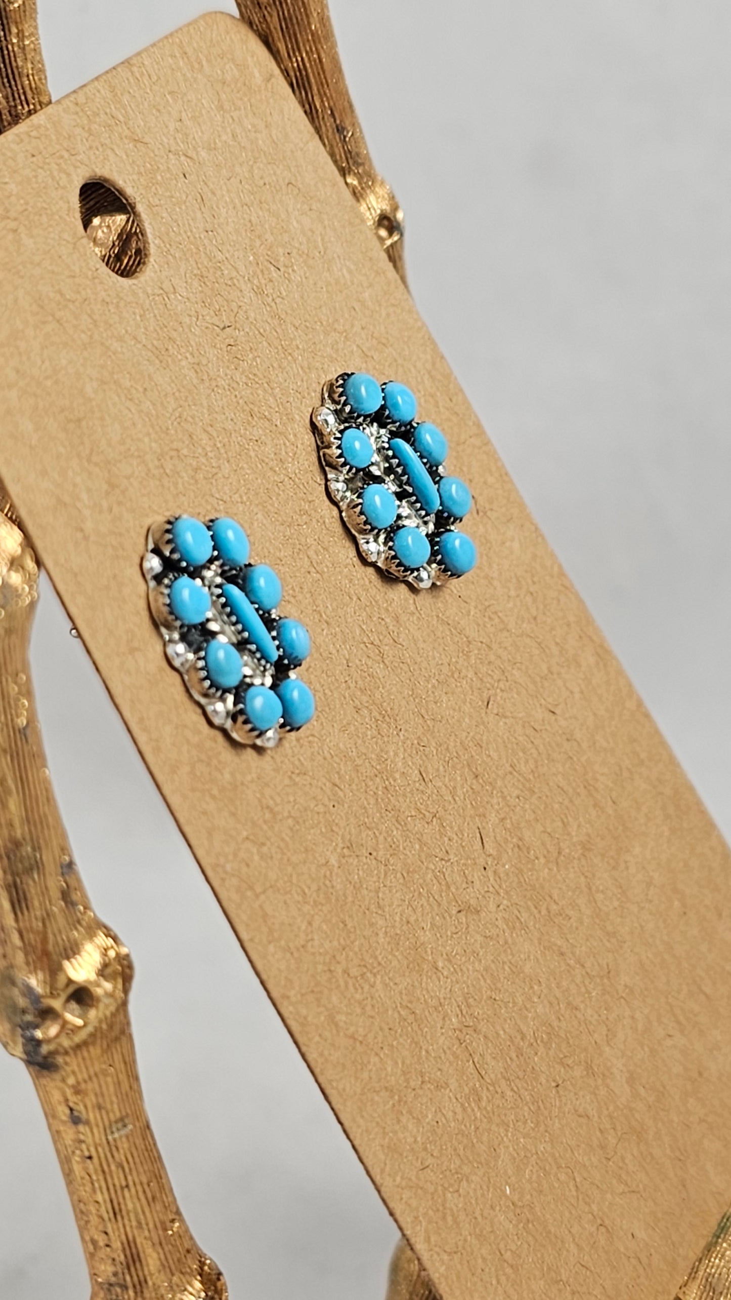 Turquoise oval cluster earrings