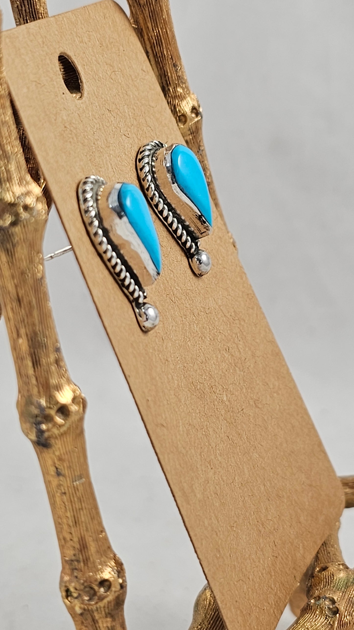 Turquoise teardrop post earrings