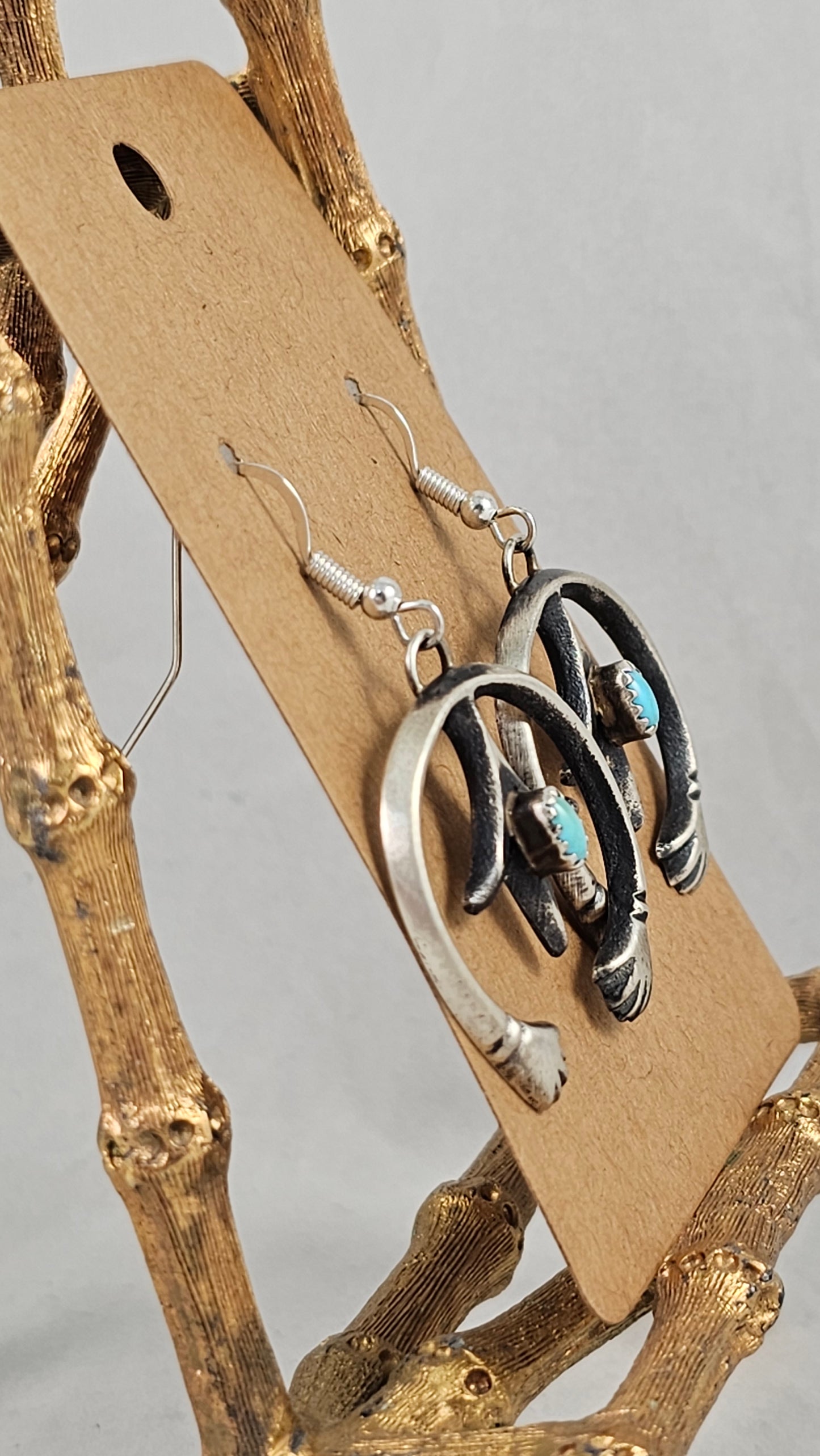 Turquoise and sterling naja earrings