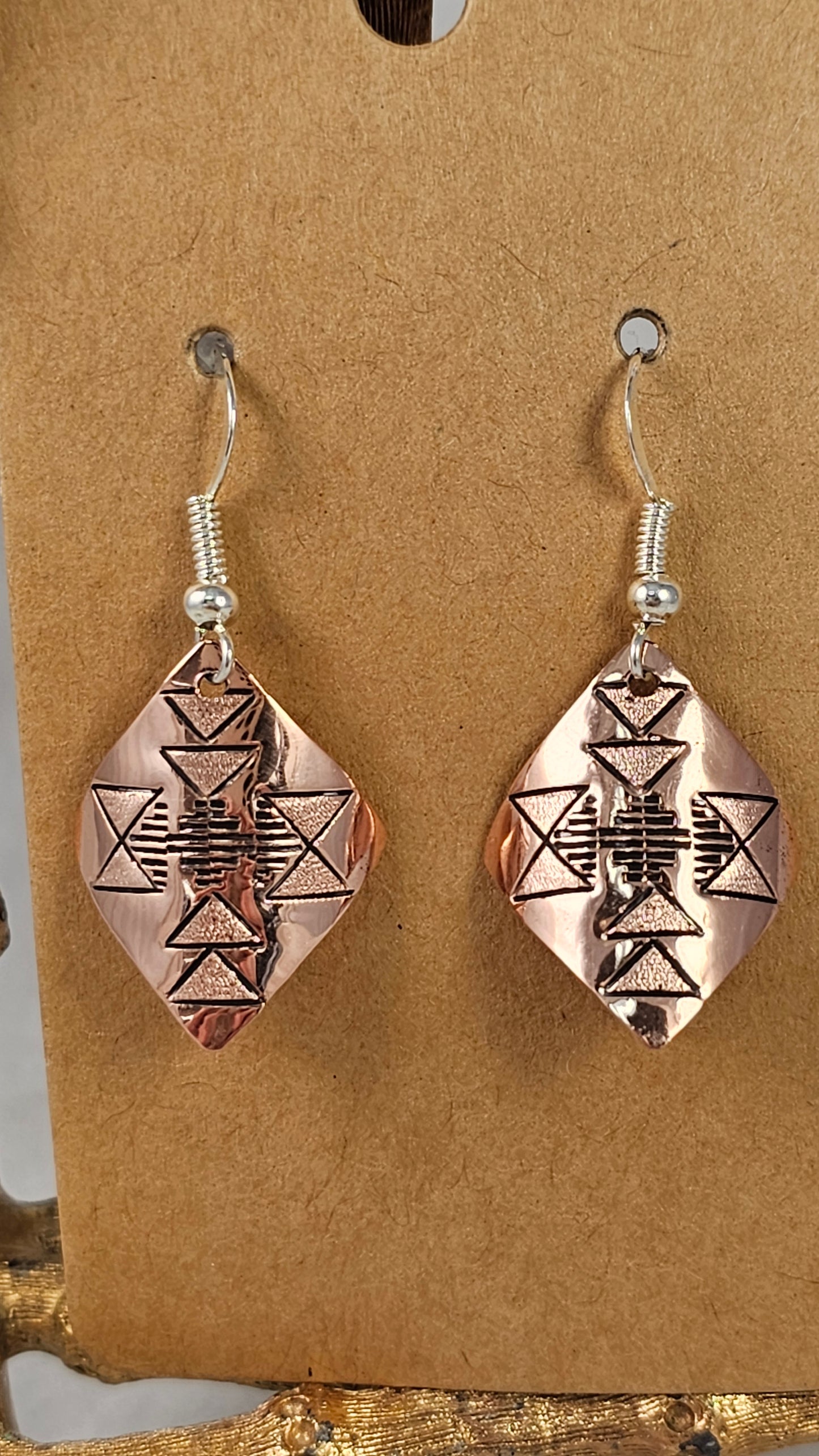 Copper rug pattern earrings