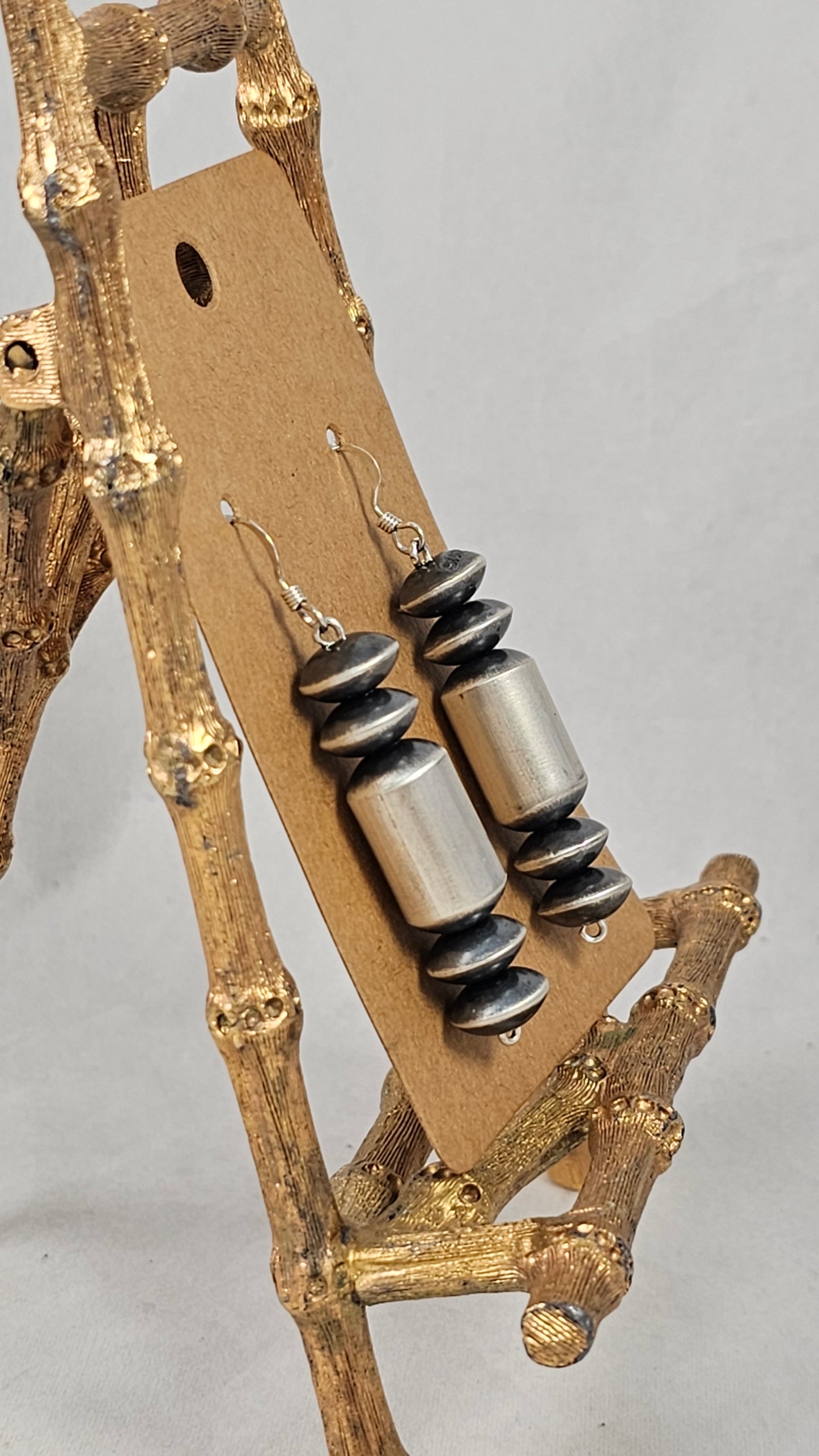 Barrel & saucer Navajo pearl earrings