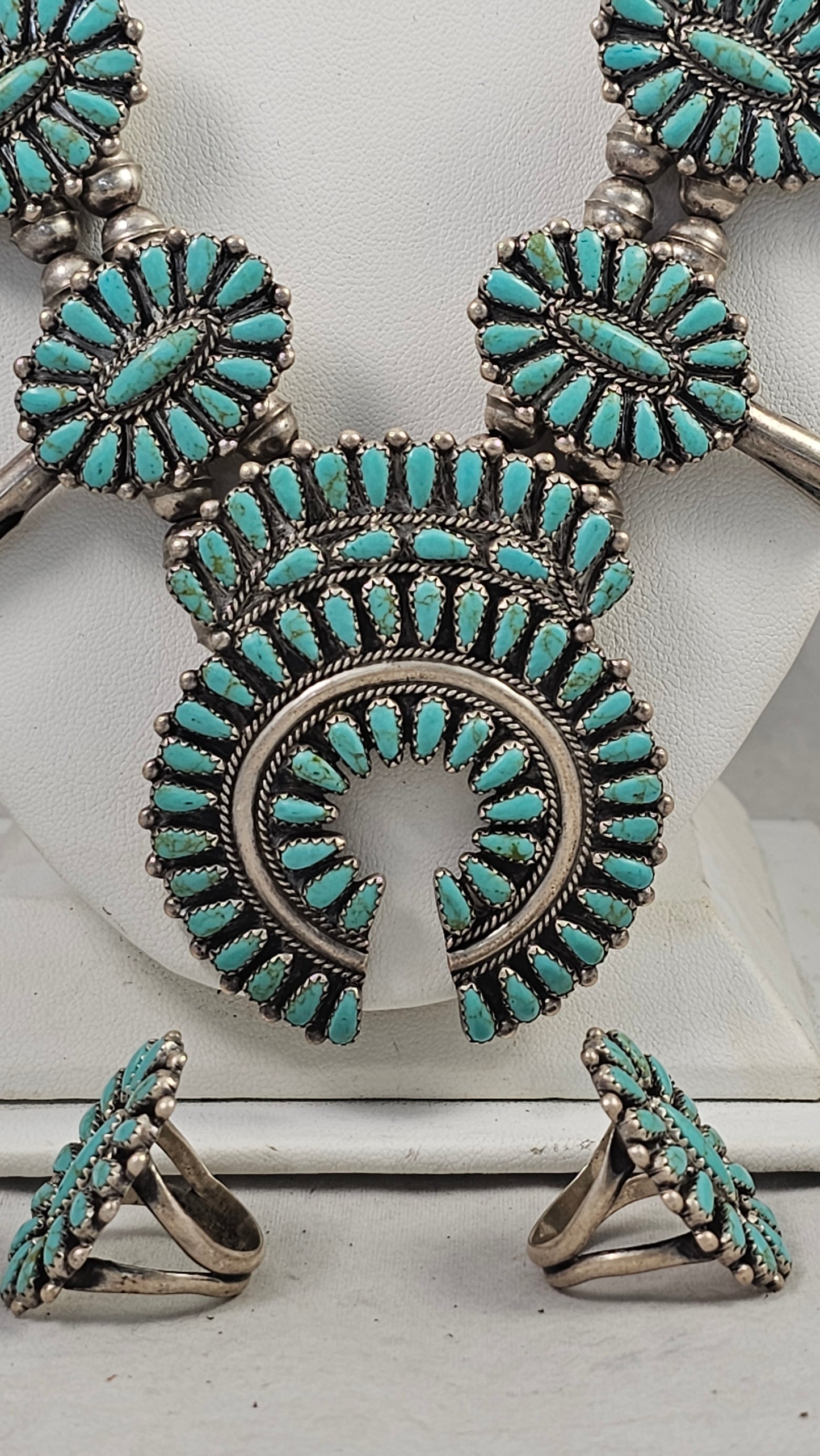 Squash blossom necklace & rings set