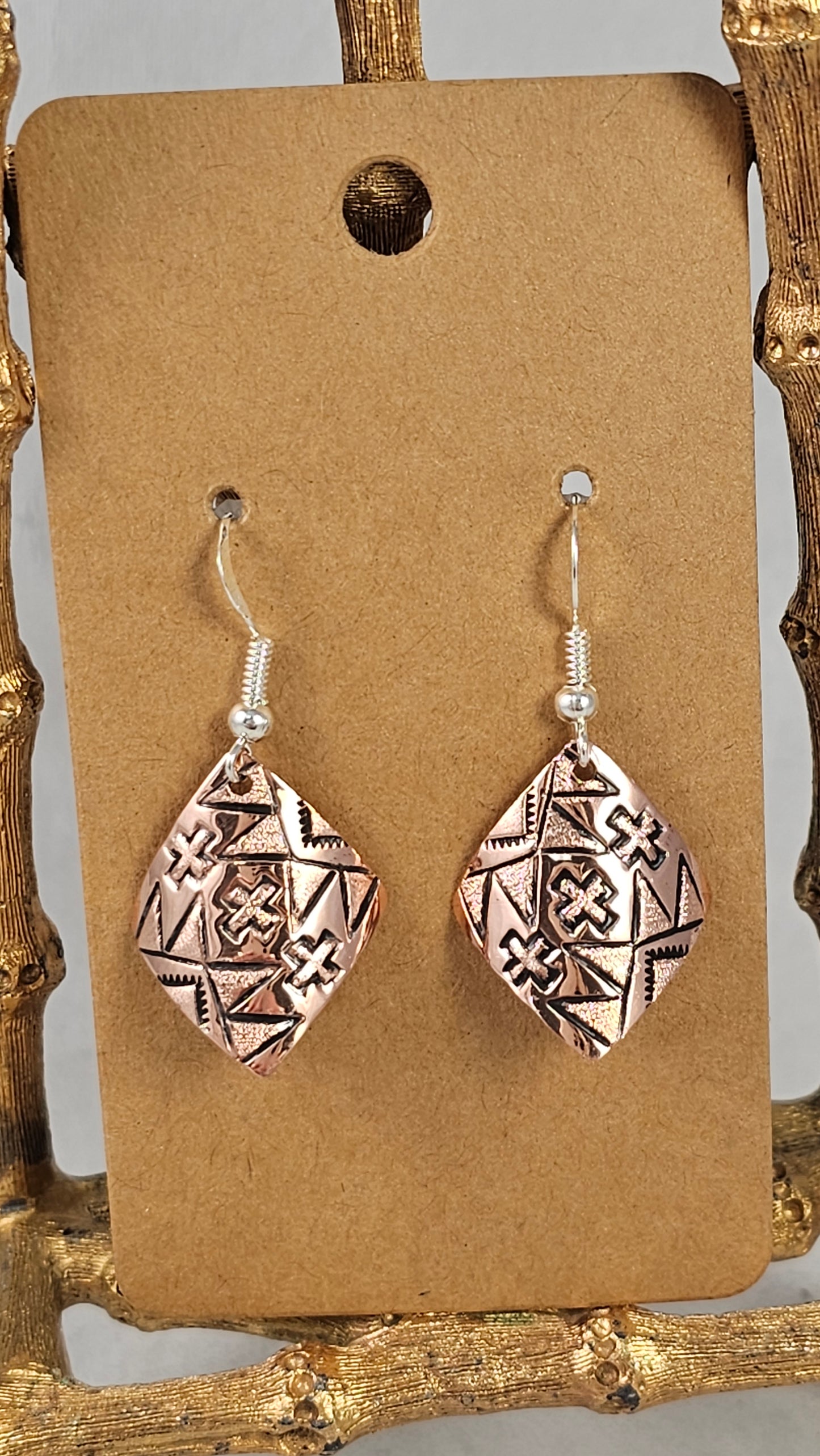 Copper rug pattern earrings