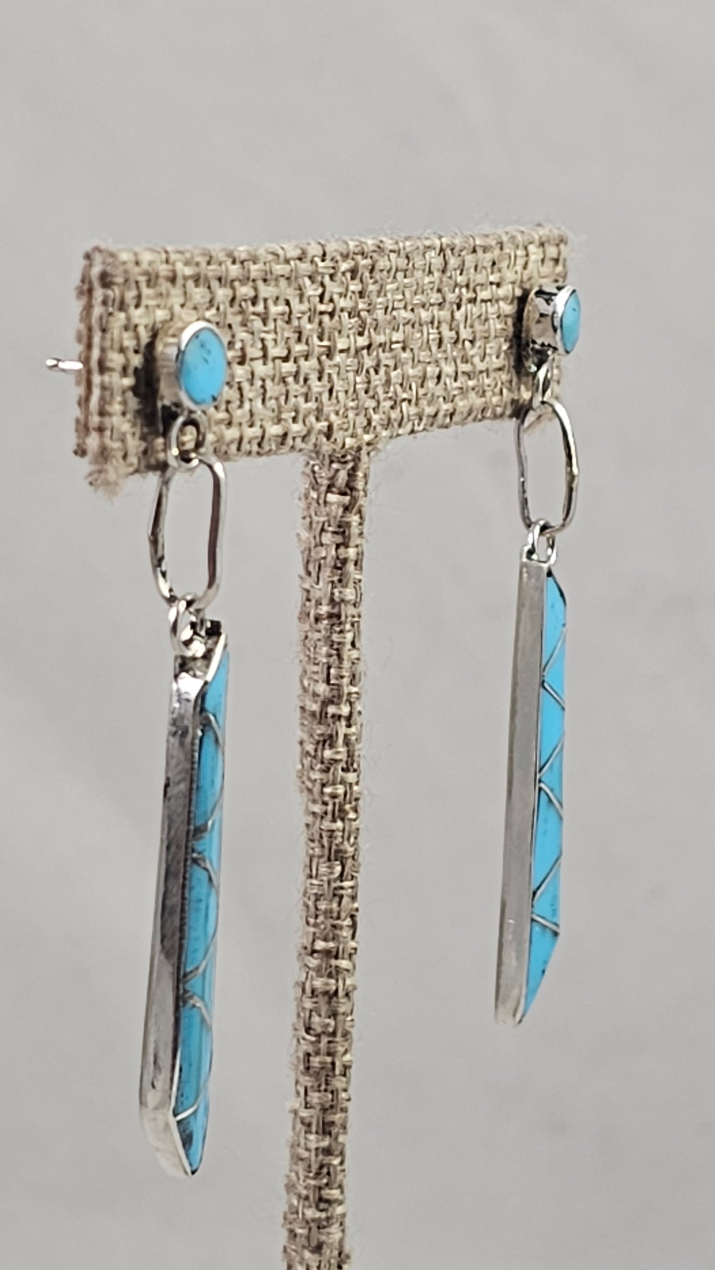 Zuni inlay turquoise dangle earrings