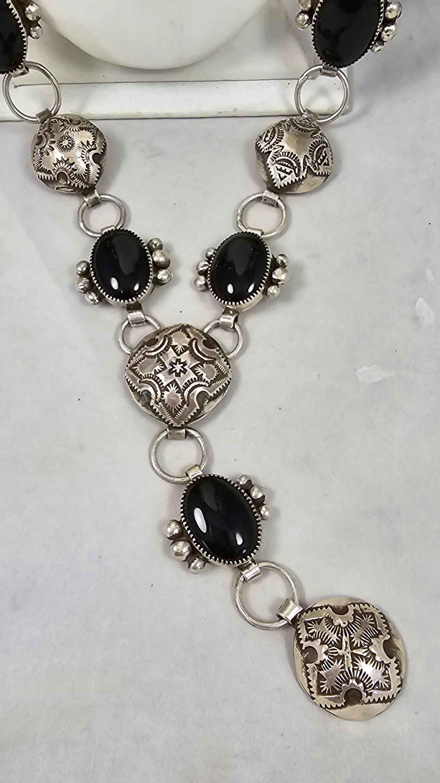 Lariat necklace onyx & sterling