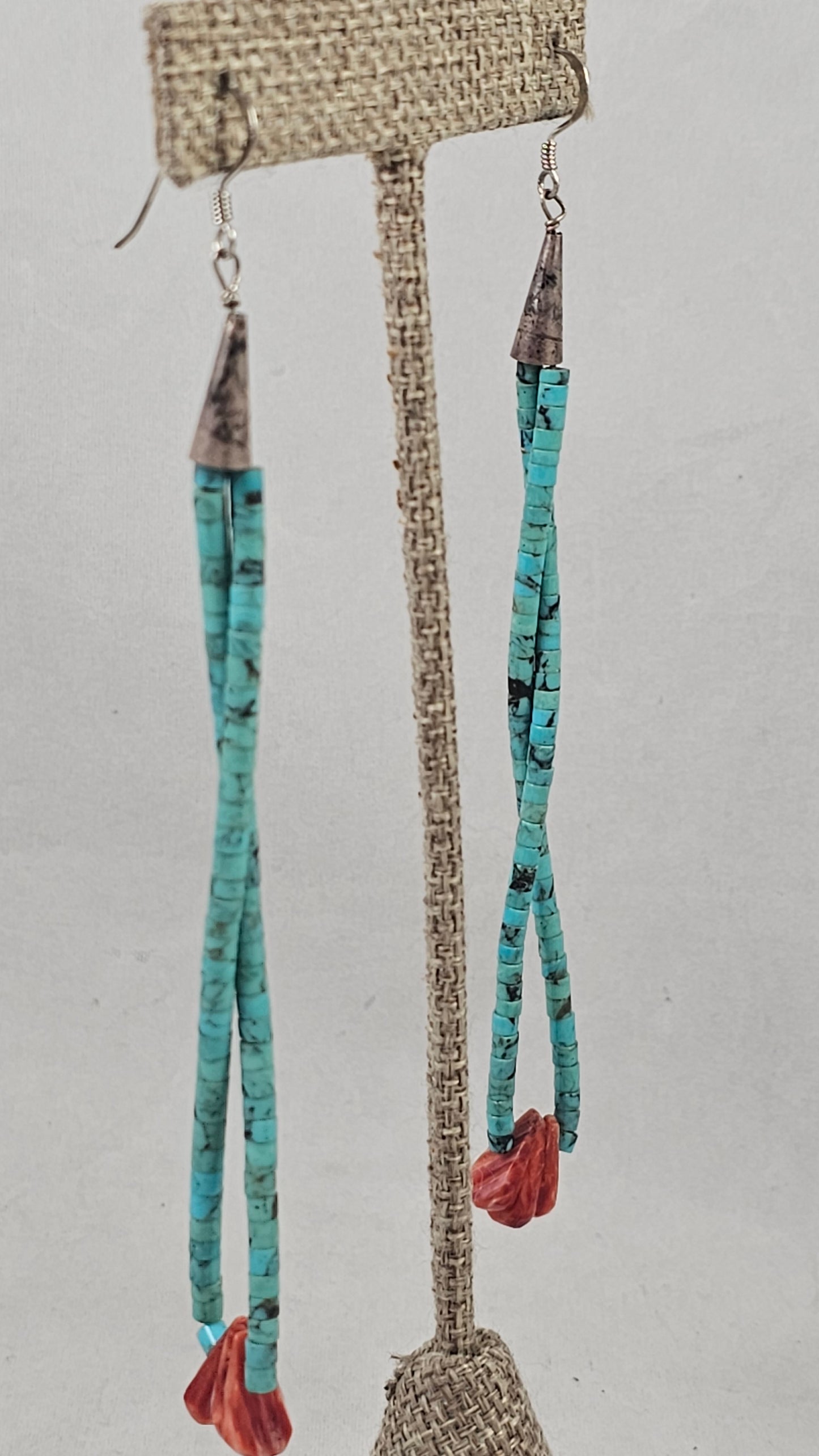 Turquoise heishi earrings