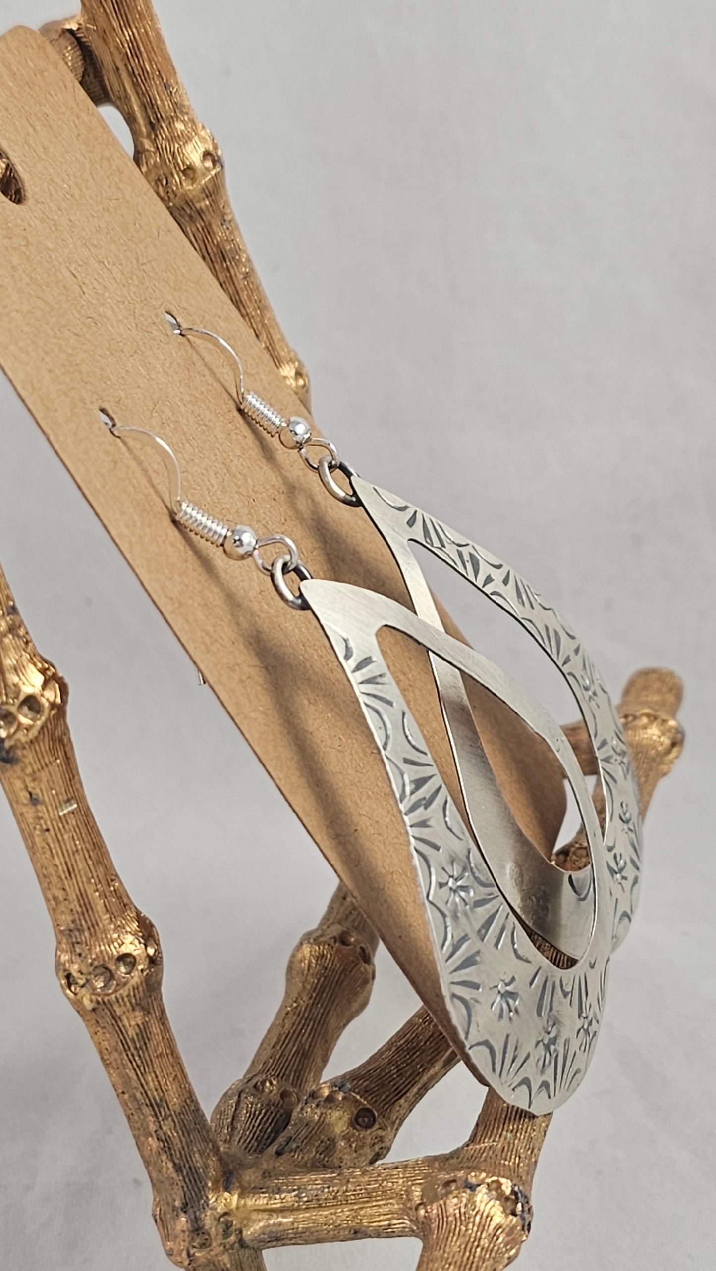 Stamped sterling hoop earrings