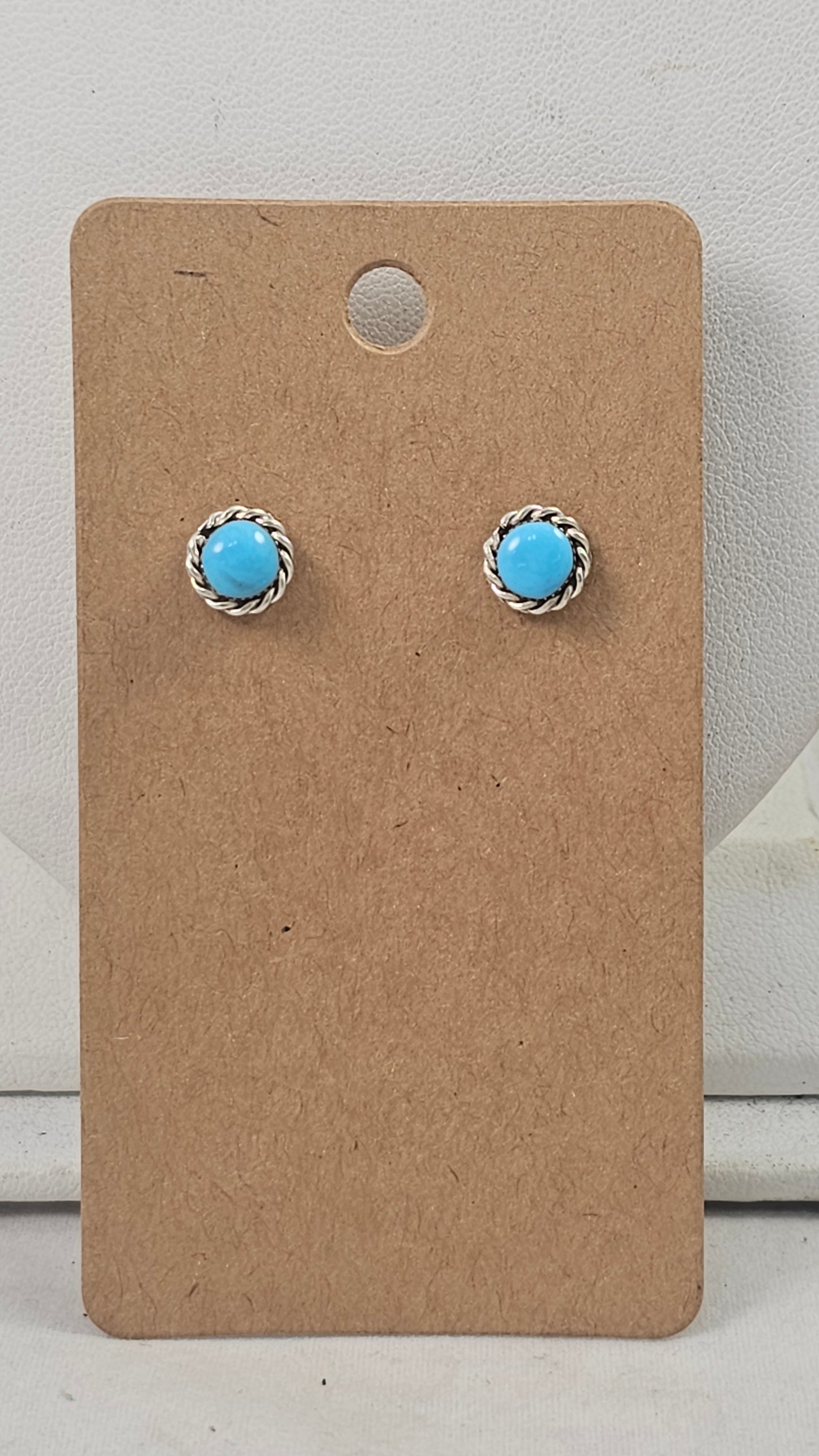 Turquoise & Rope round stud earrings