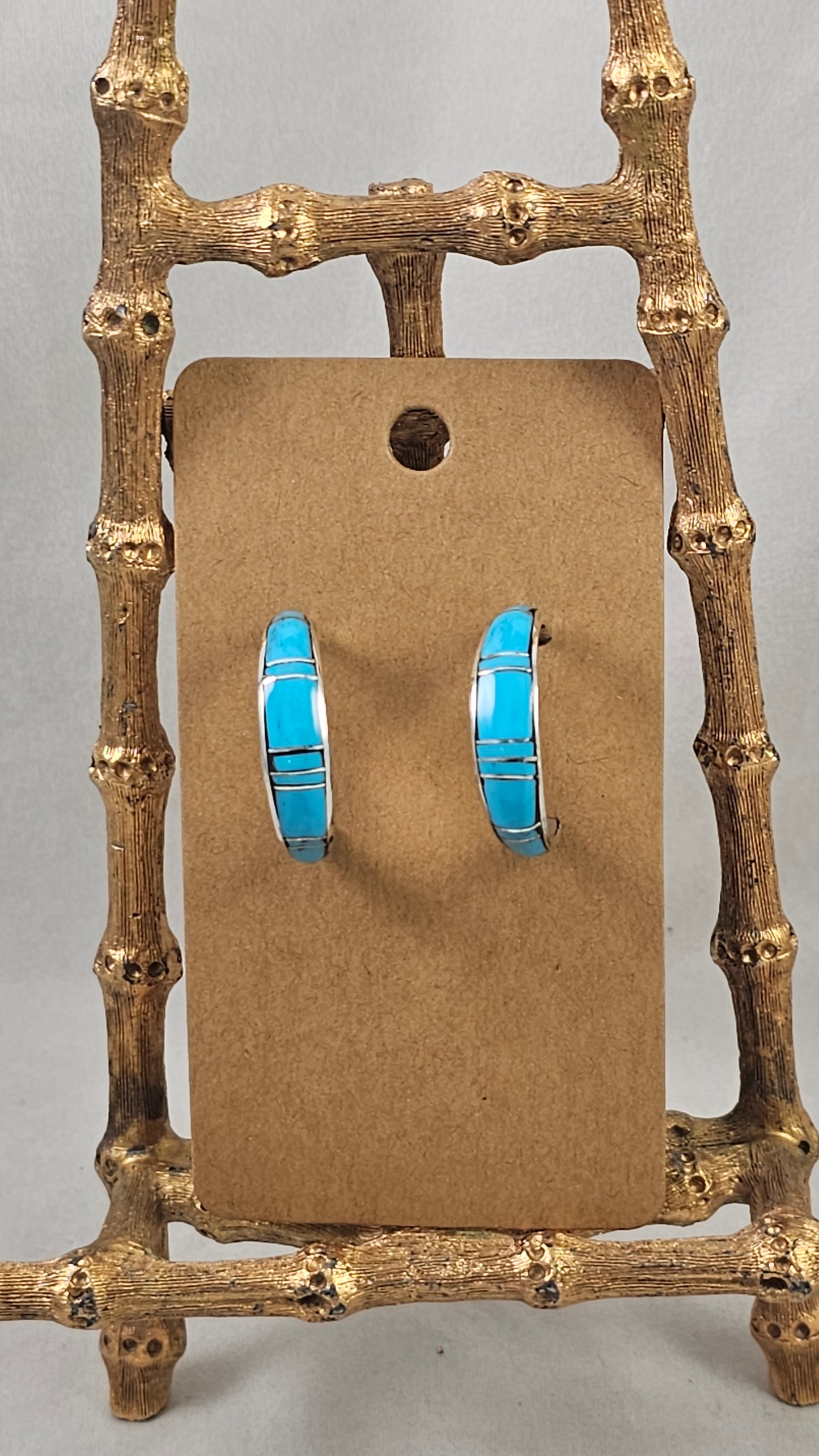 Turquoise inlay hoop earrings