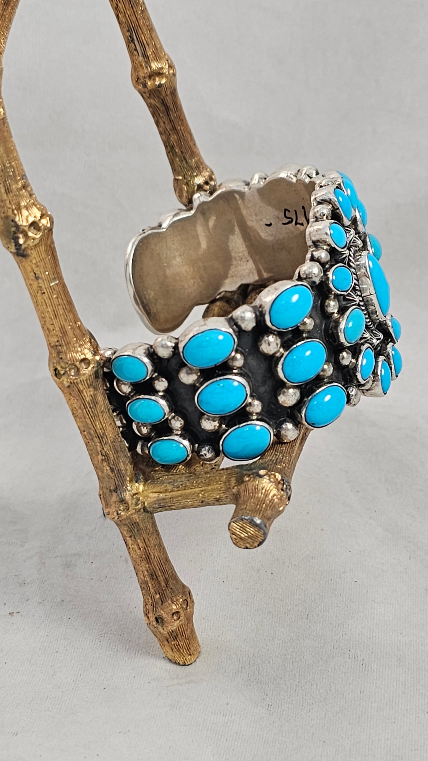 Turquoise and sterling cluster bracelet
