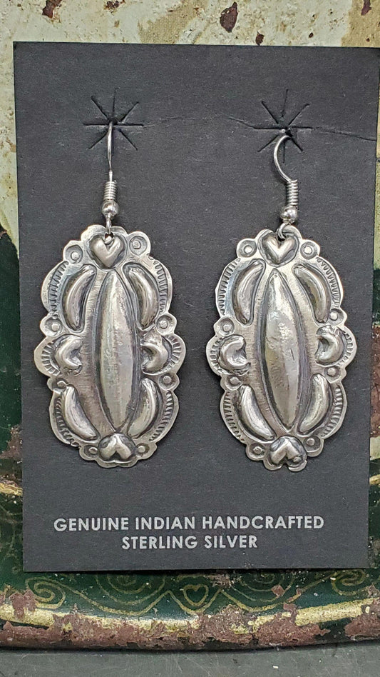 Antiqued stamped concho earrings large - Albuquerque Pawn Shop