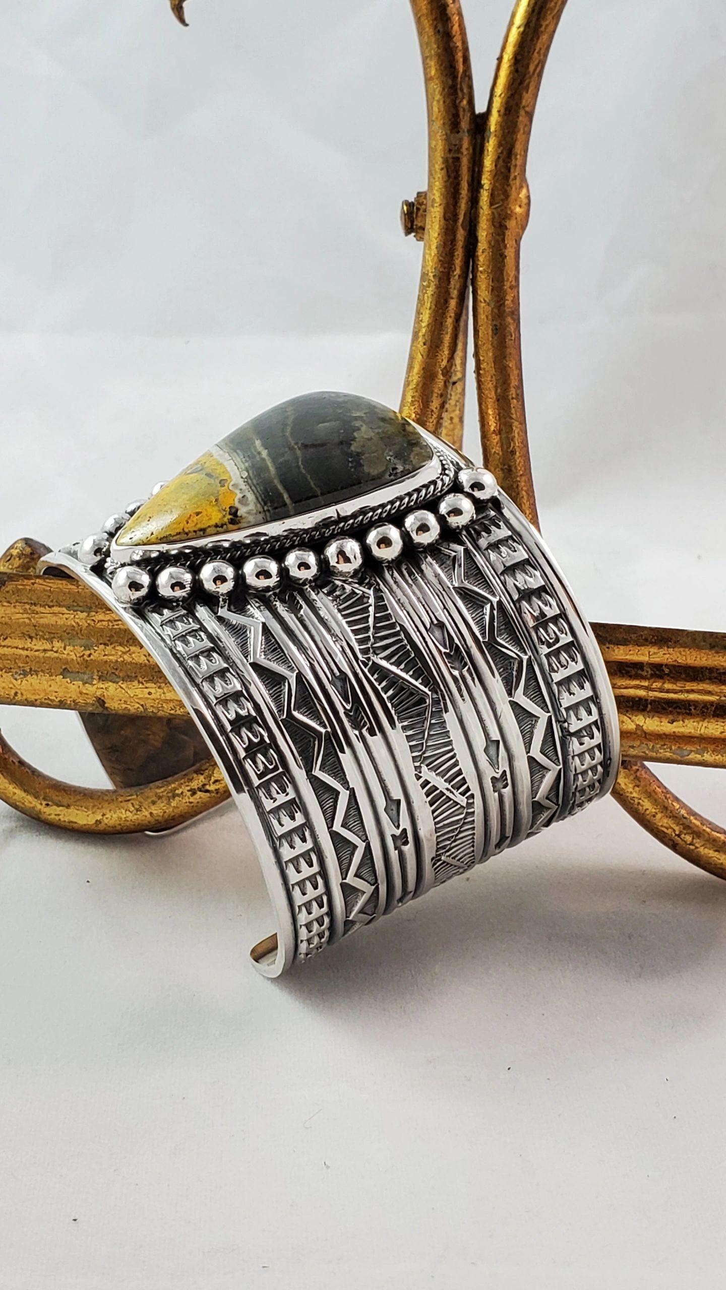 Heavy Bumblebee Jasper Cuff - Albuquerque Pawn Shop