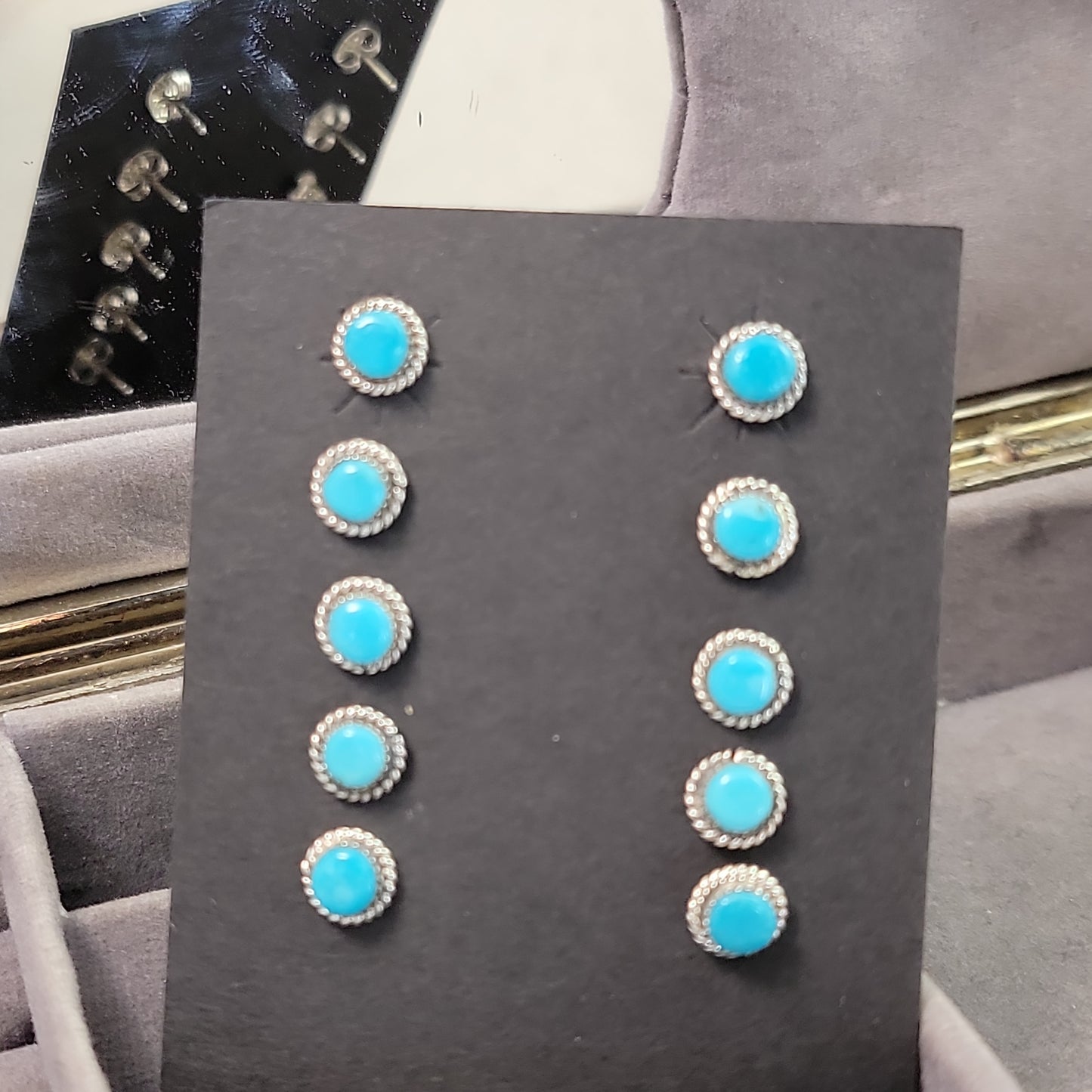 Turquoise & Rope round stud earrings