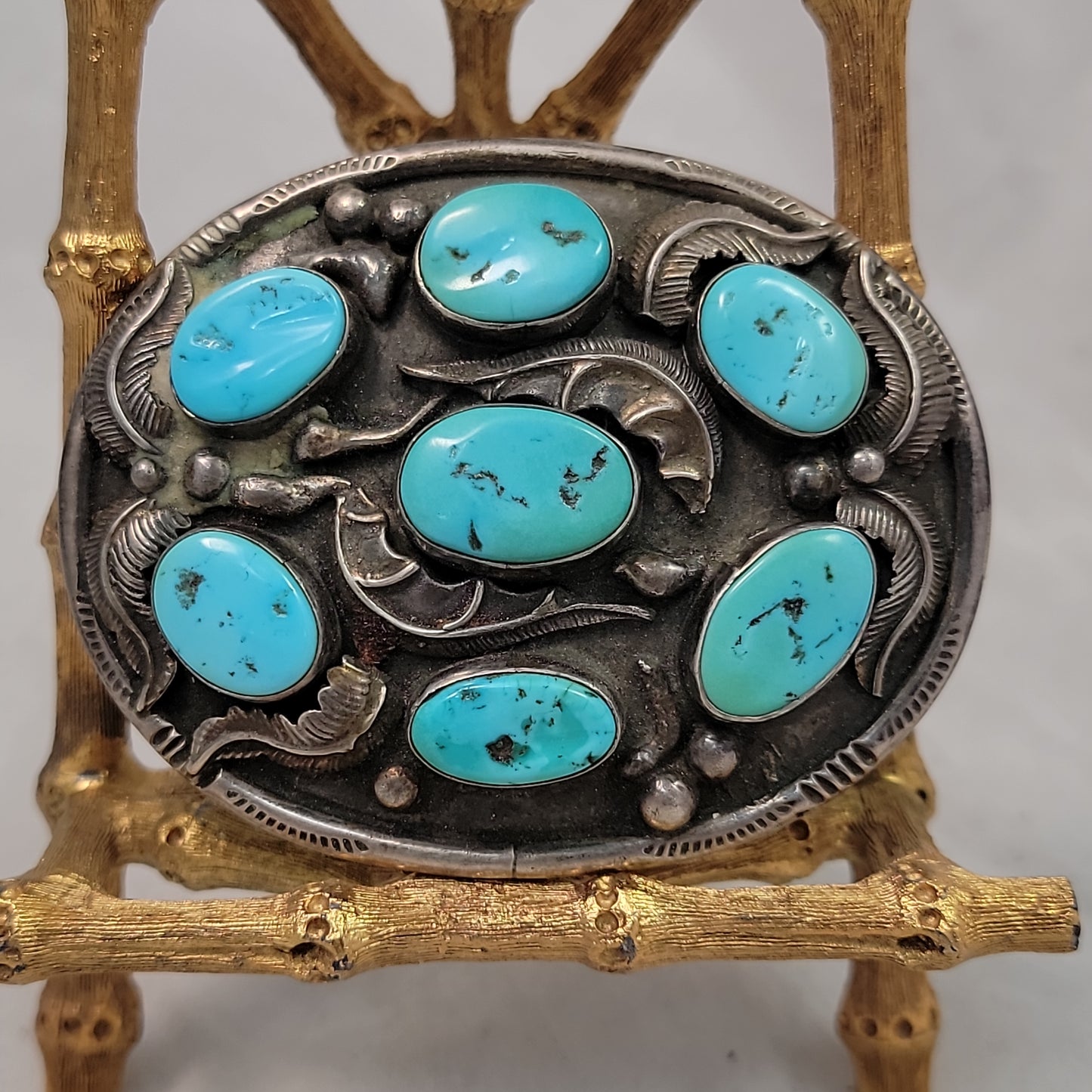 Turquoise and Silver Belt Buckle