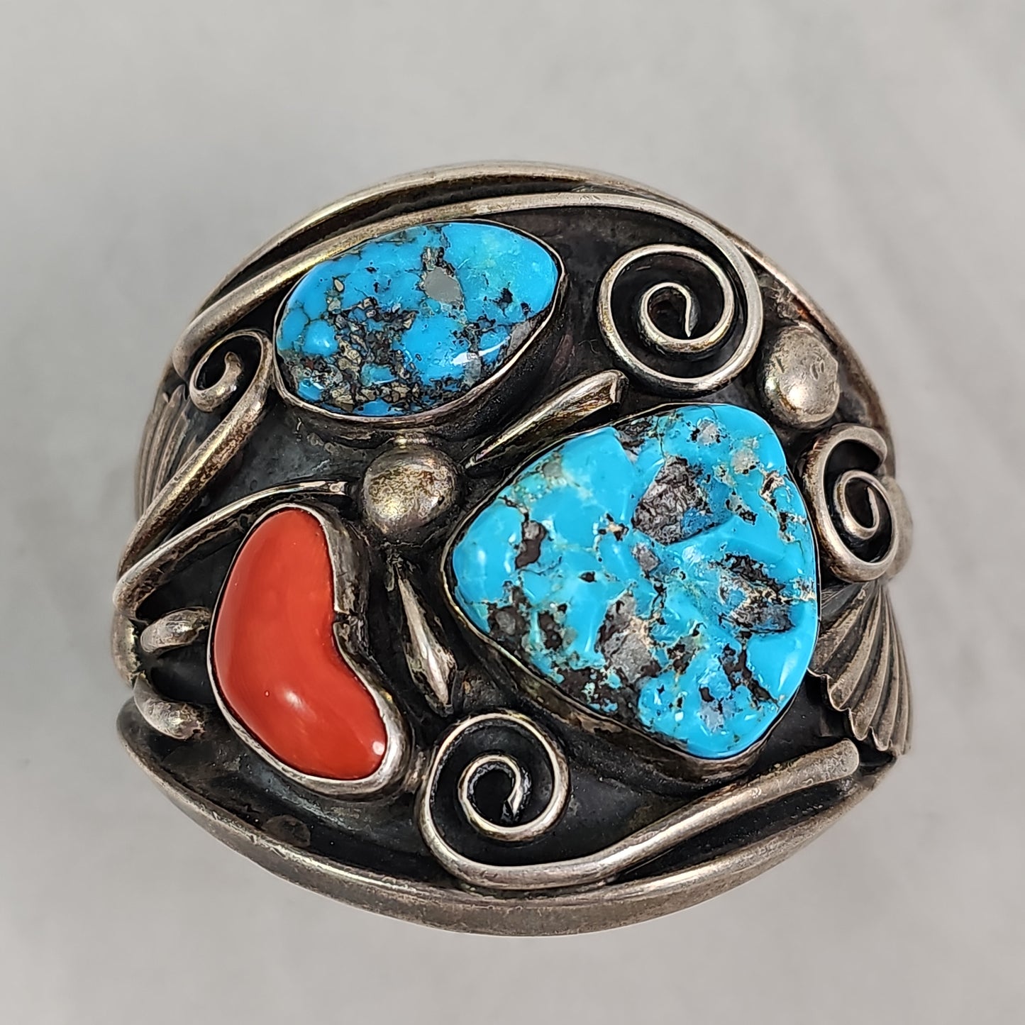 Coral & Turquoise cuff by Jimmy Victor Begay