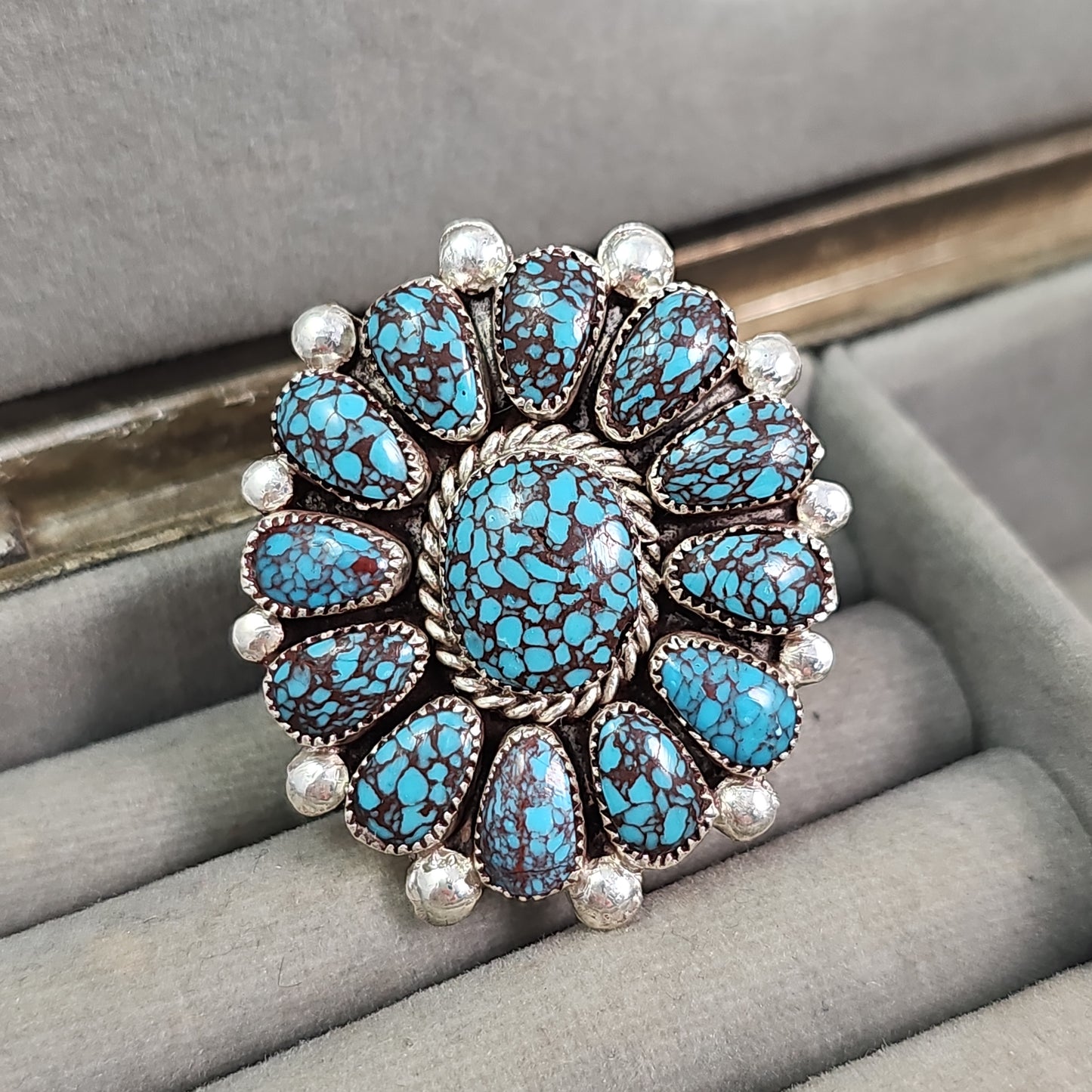Zuni Turquoise cluster ring