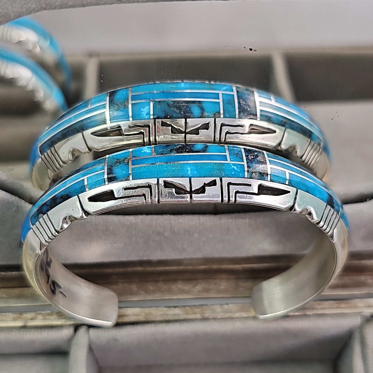 Inlay turquoise & sterling cuff
