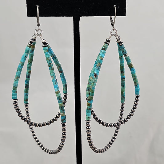 Turquoise heishi hoop earrings