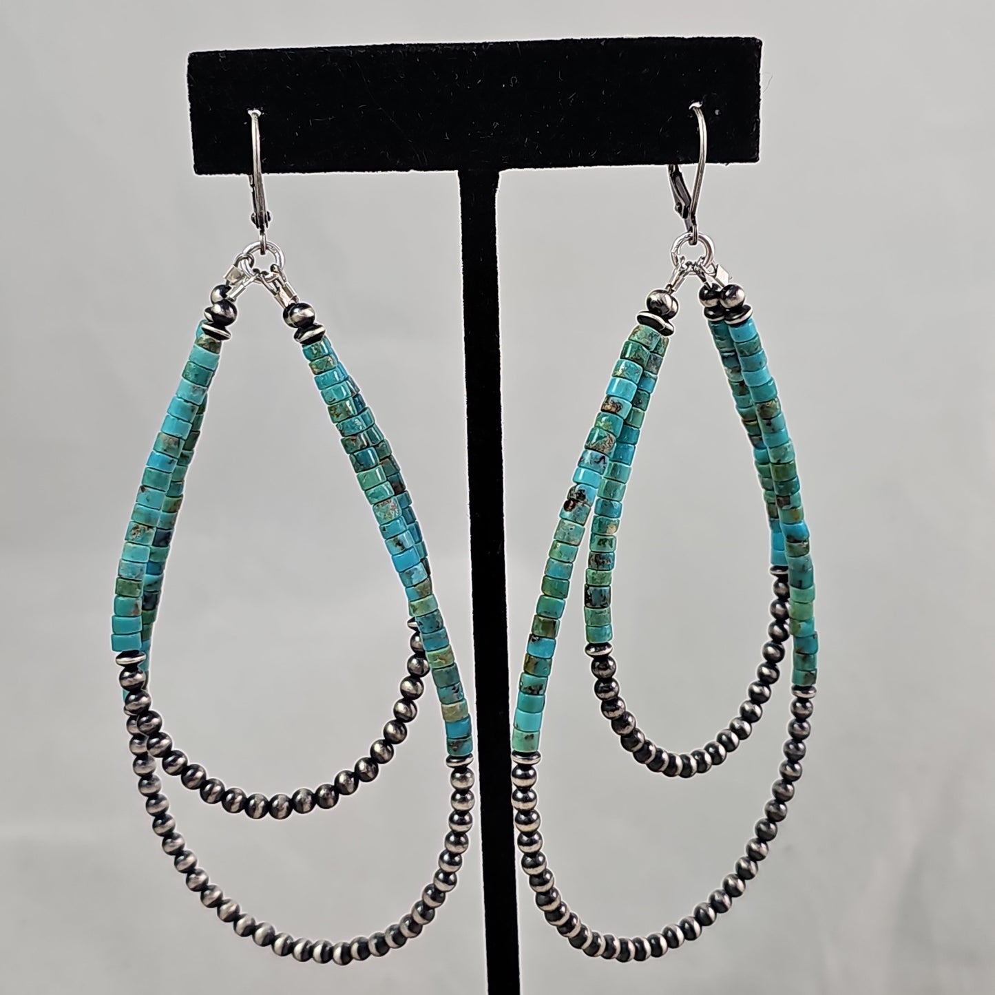 Turquoise heishi hoop earrings