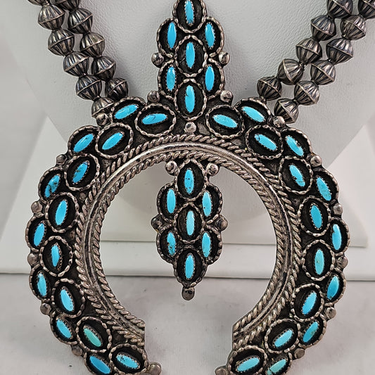 Vintage Zuni squash blossom necklace