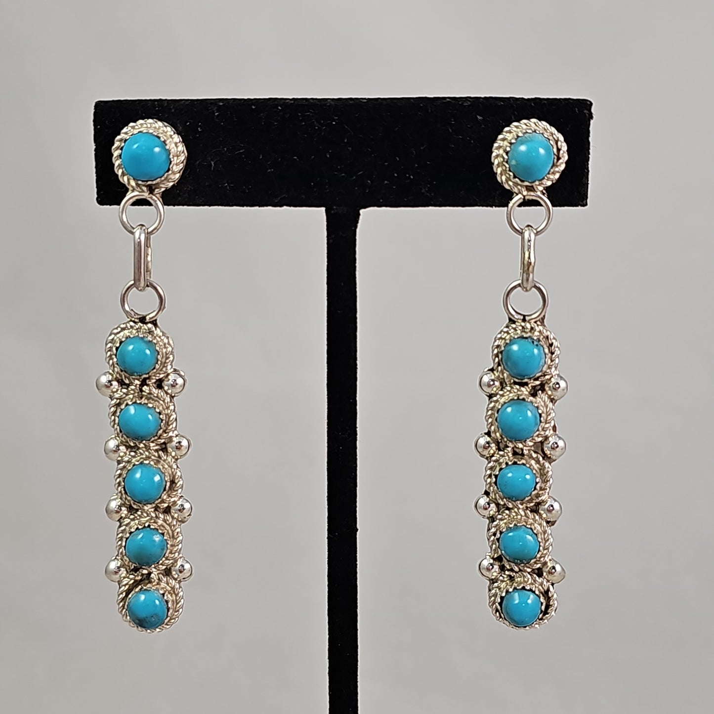 Turquoise & sterling 6 stone earrings