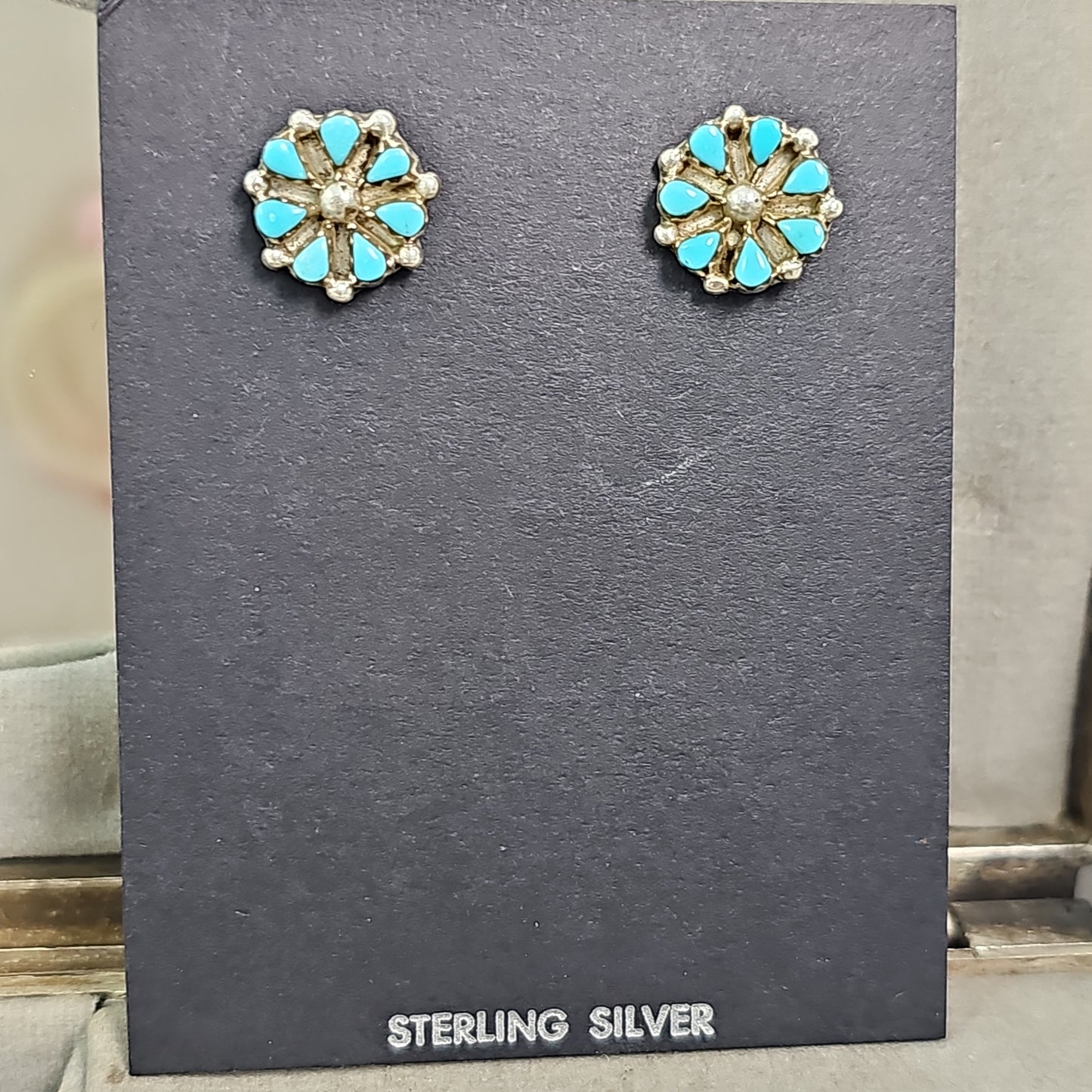 Cluster turquoise stud earrings