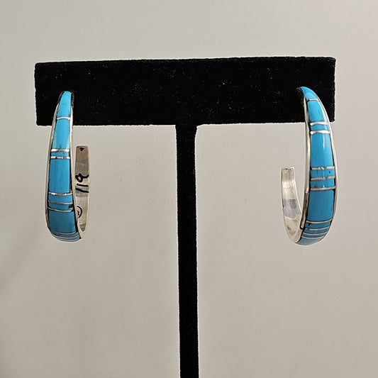 Turquoise Inlay hoop earrings