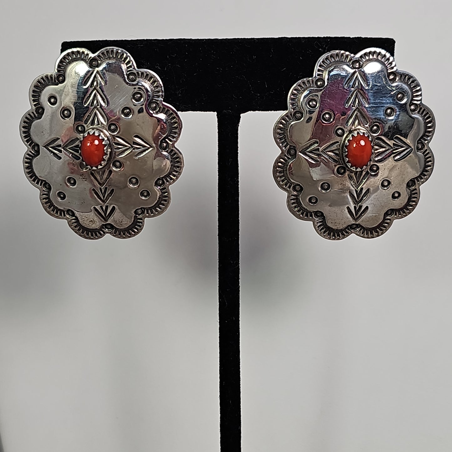 Coral concho earrings
