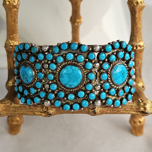 Vintage turquoise tripple cluster bracelet