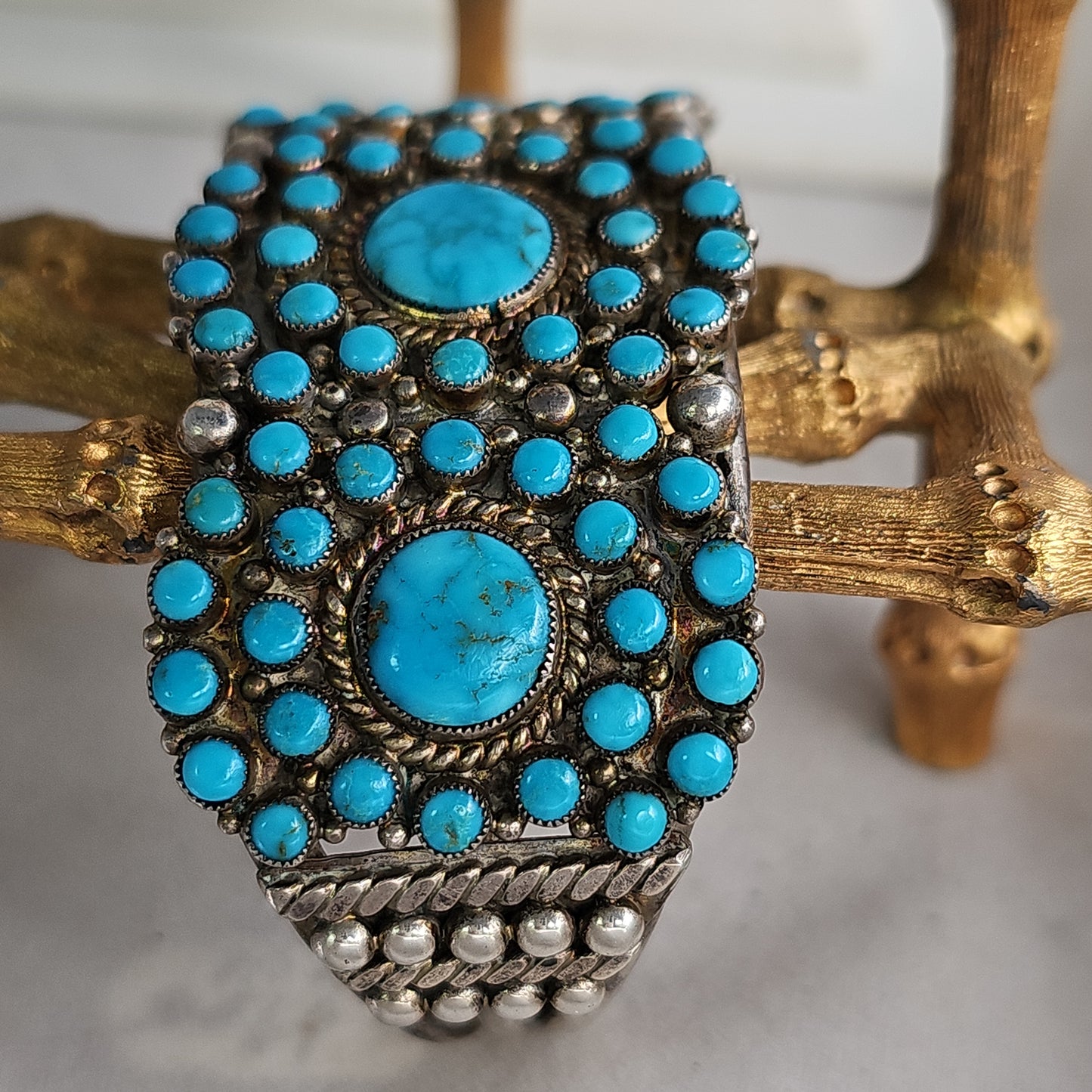 Vintage turquoise tripple cluster bracelet