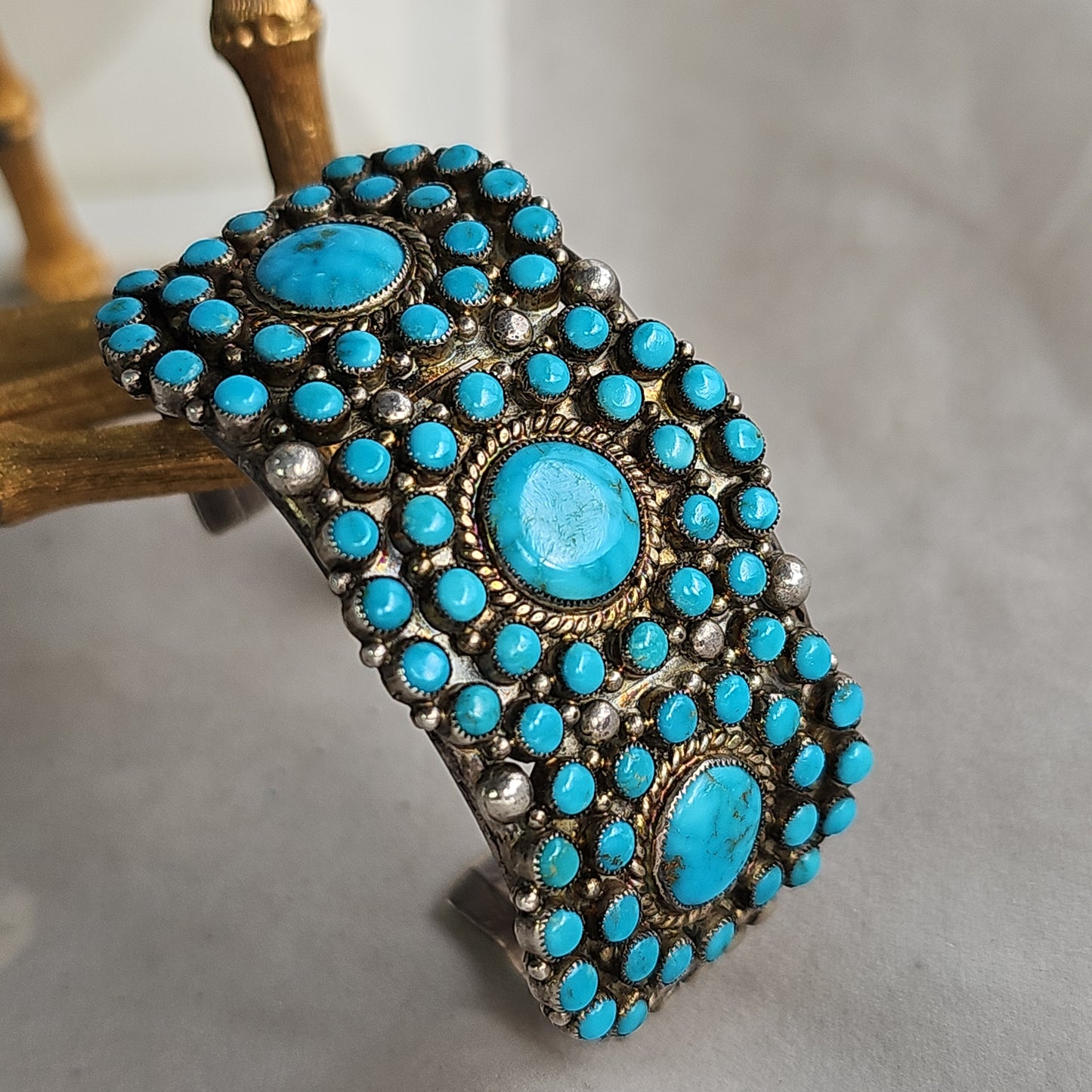 Vintage turquoise tripple cluster bracelet