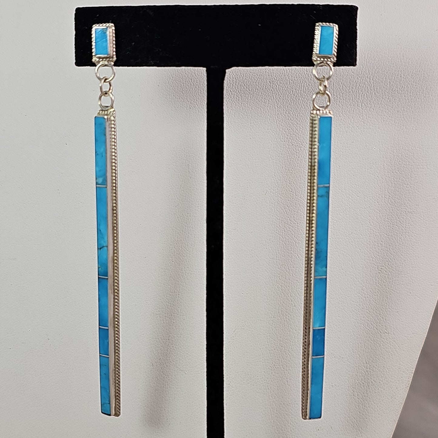 Turquoise stick earrings 3-3/4"